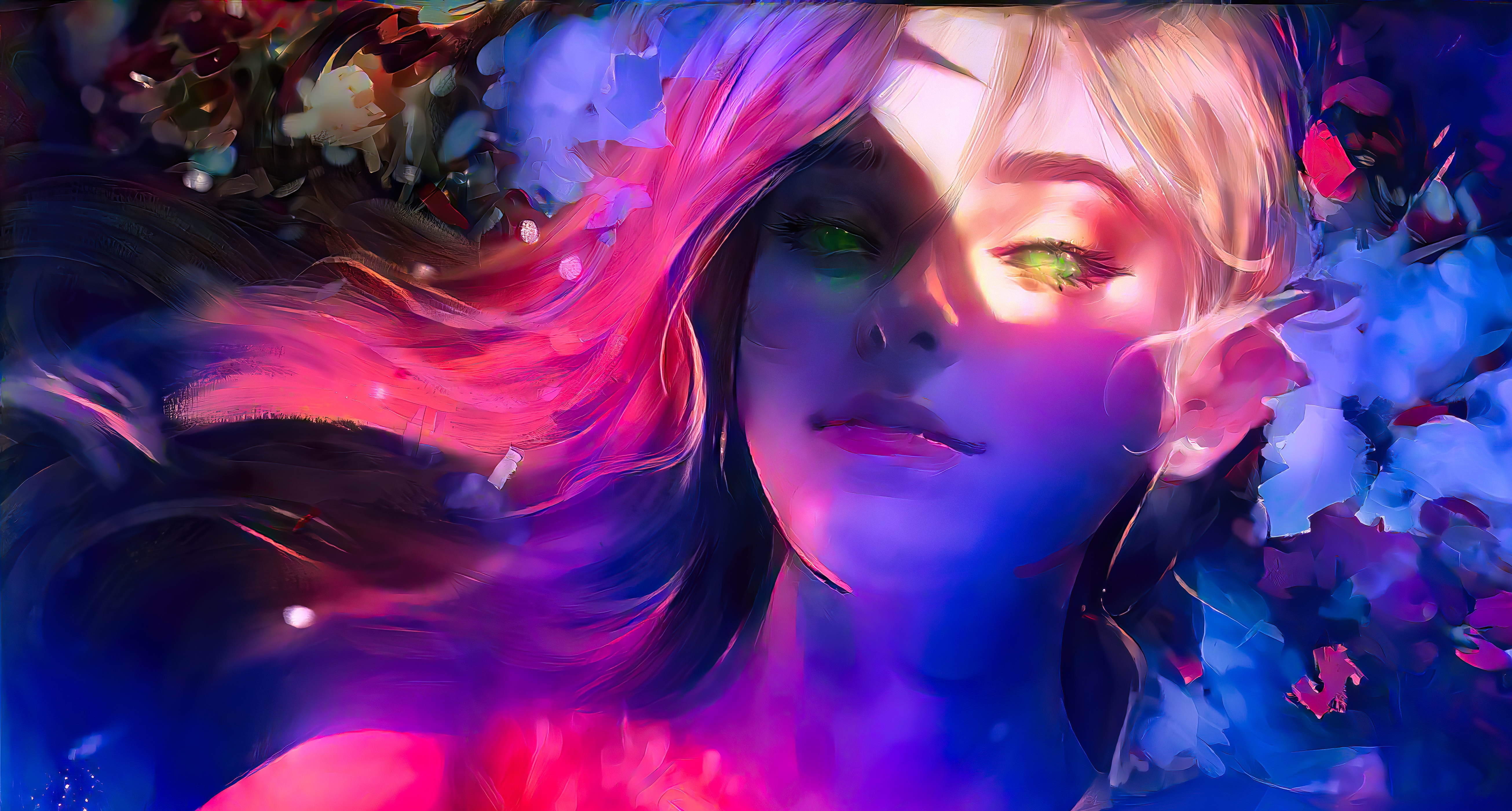 4K fantasy girl with green eyes HD Wallpaper