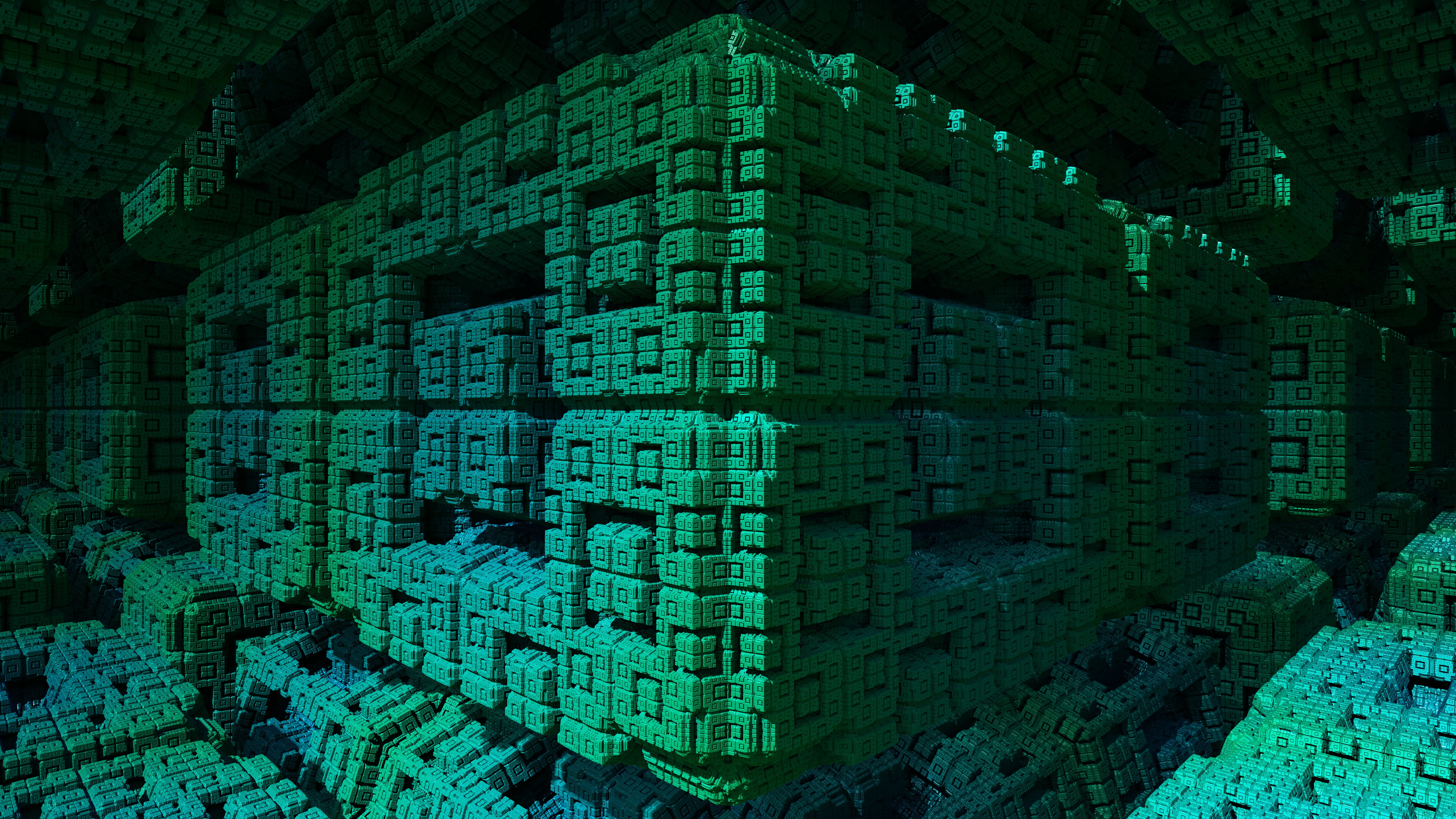 4K Fractal Megastructure Menger Sponge HD Wallpaper