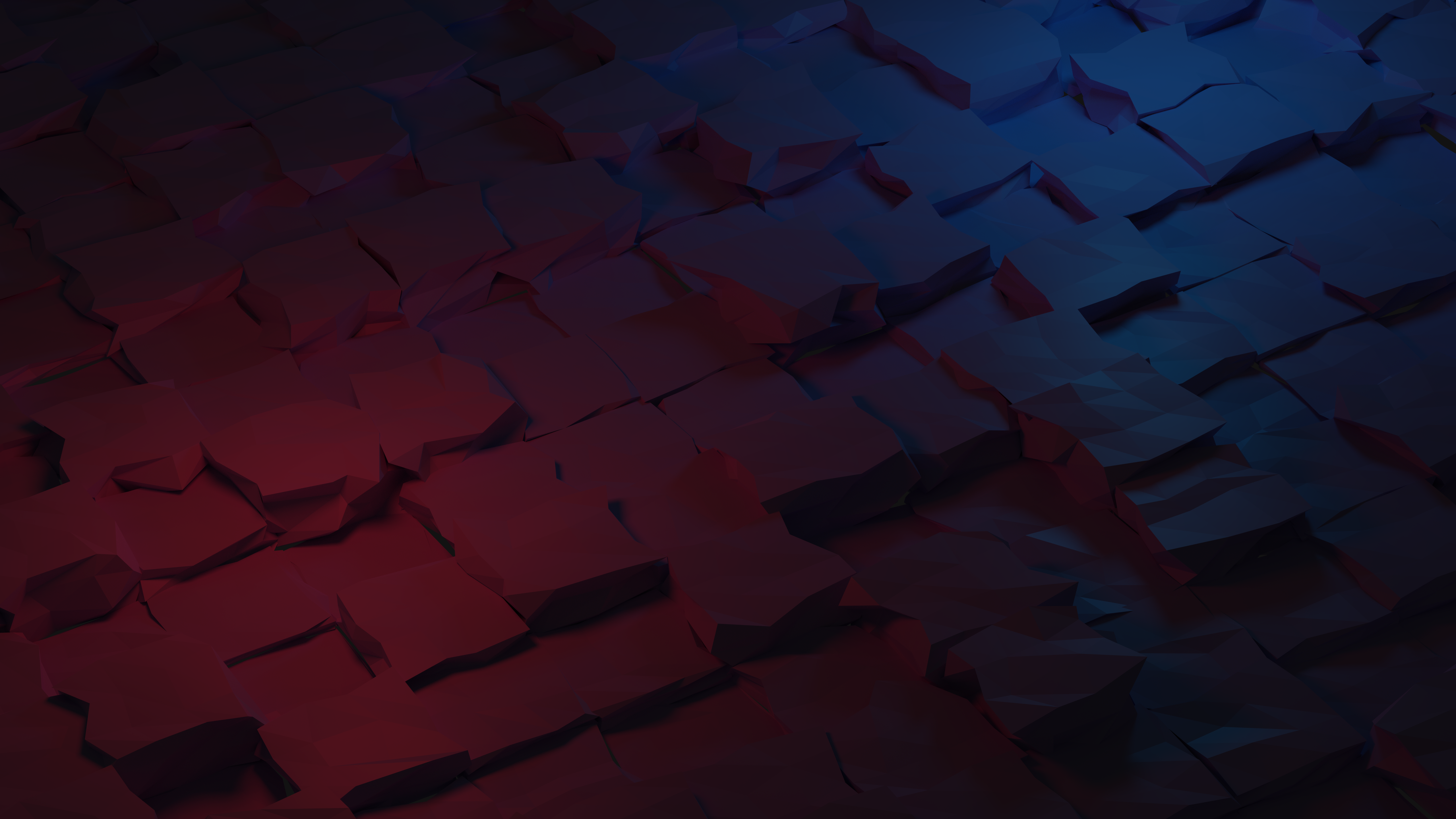 Abstract low-poly geometric pattern with red and blue lighting HD Wallpaper