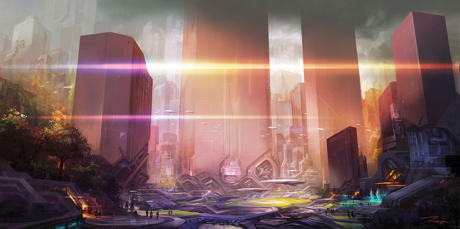 Won Jun Tae's Futuristic Cityscape Digital Art HD Wallpaper