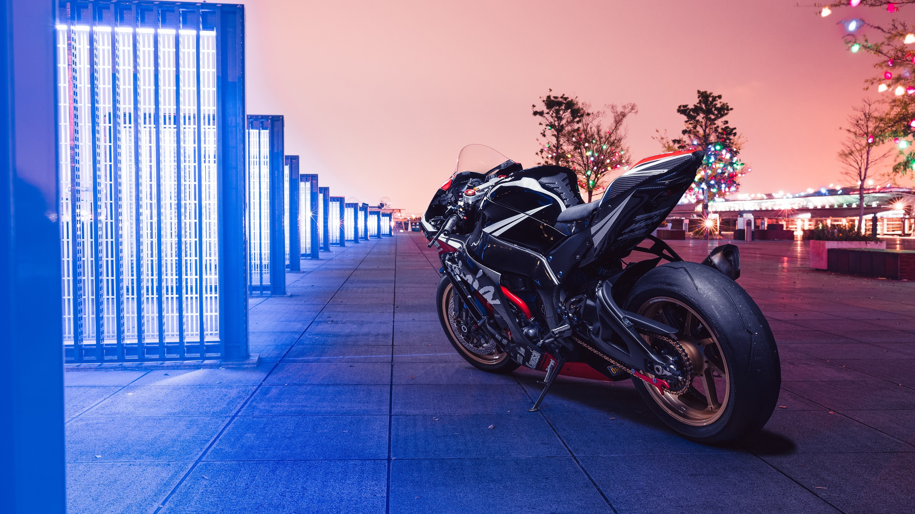 4K Black Kawasaki Superbike Motorcycle HD Wallpaper