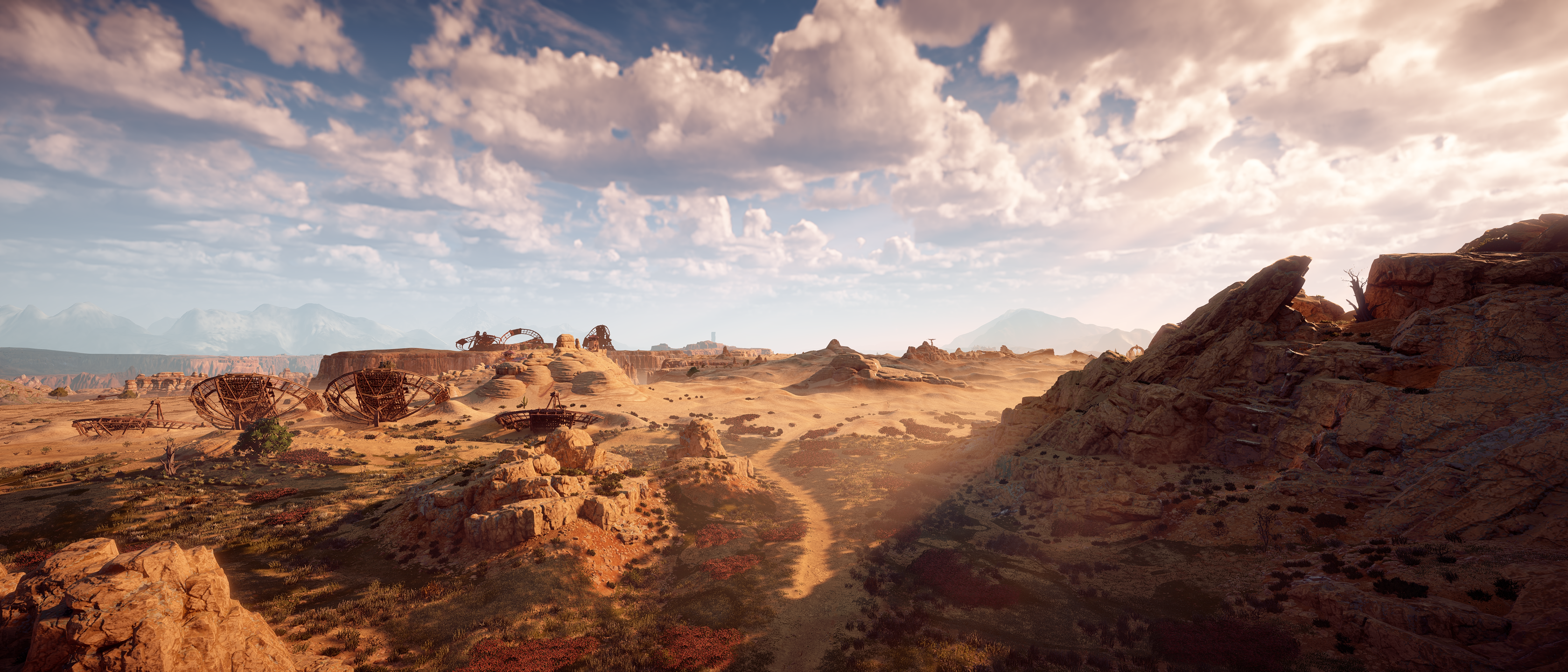 Horizon Zero Dawn desert landscape with ruins HD Wallpaper