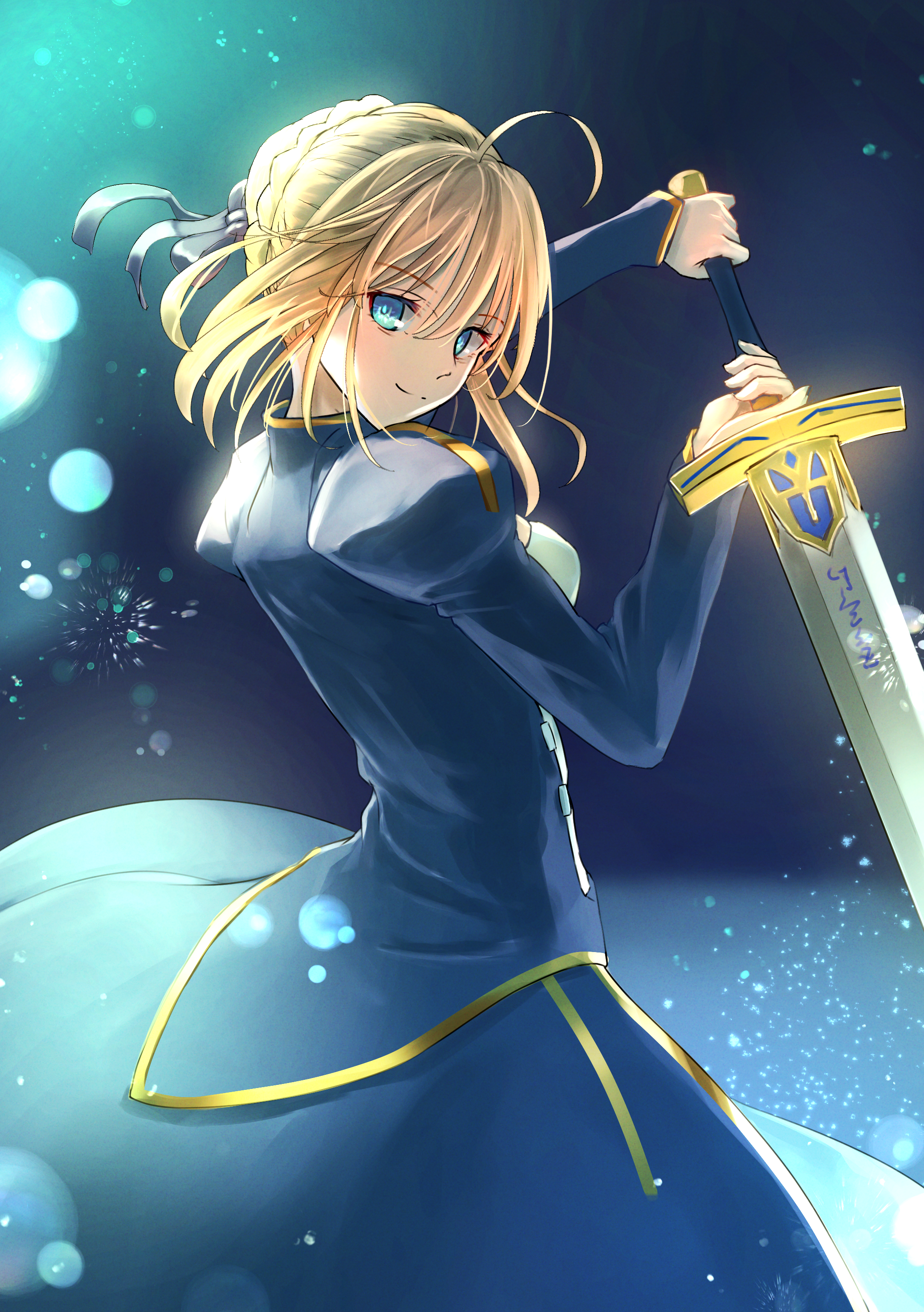 Saber Artoria Pendragon with Excalibur from Fate series HD Phone Wallpaper