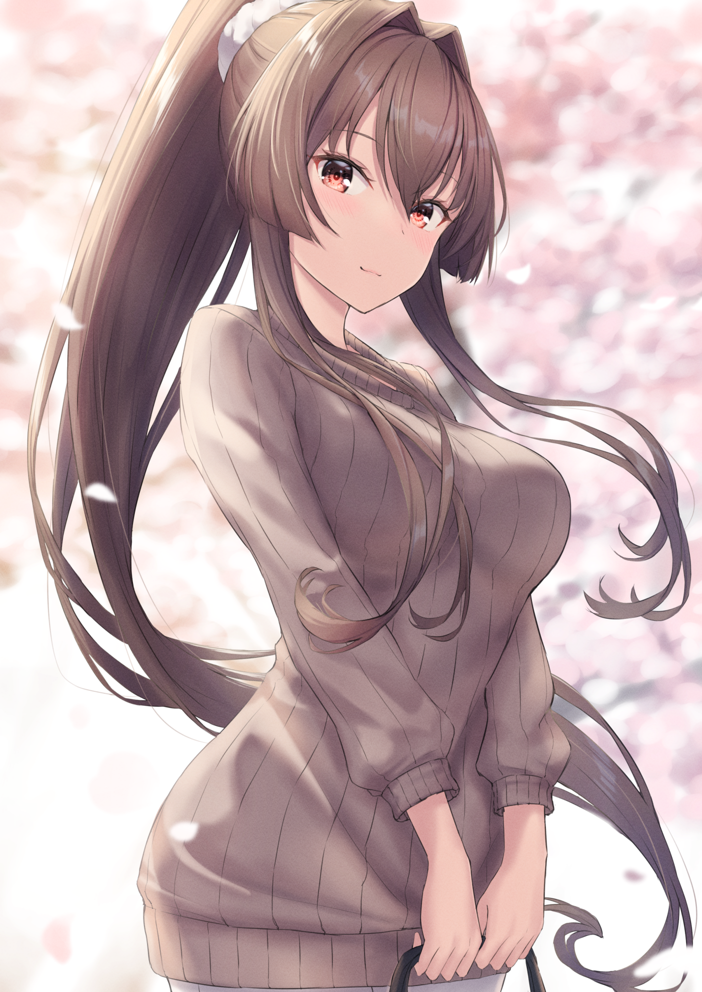 Yamato from Kantai Collection in a sweater HD Phone Wallpaper