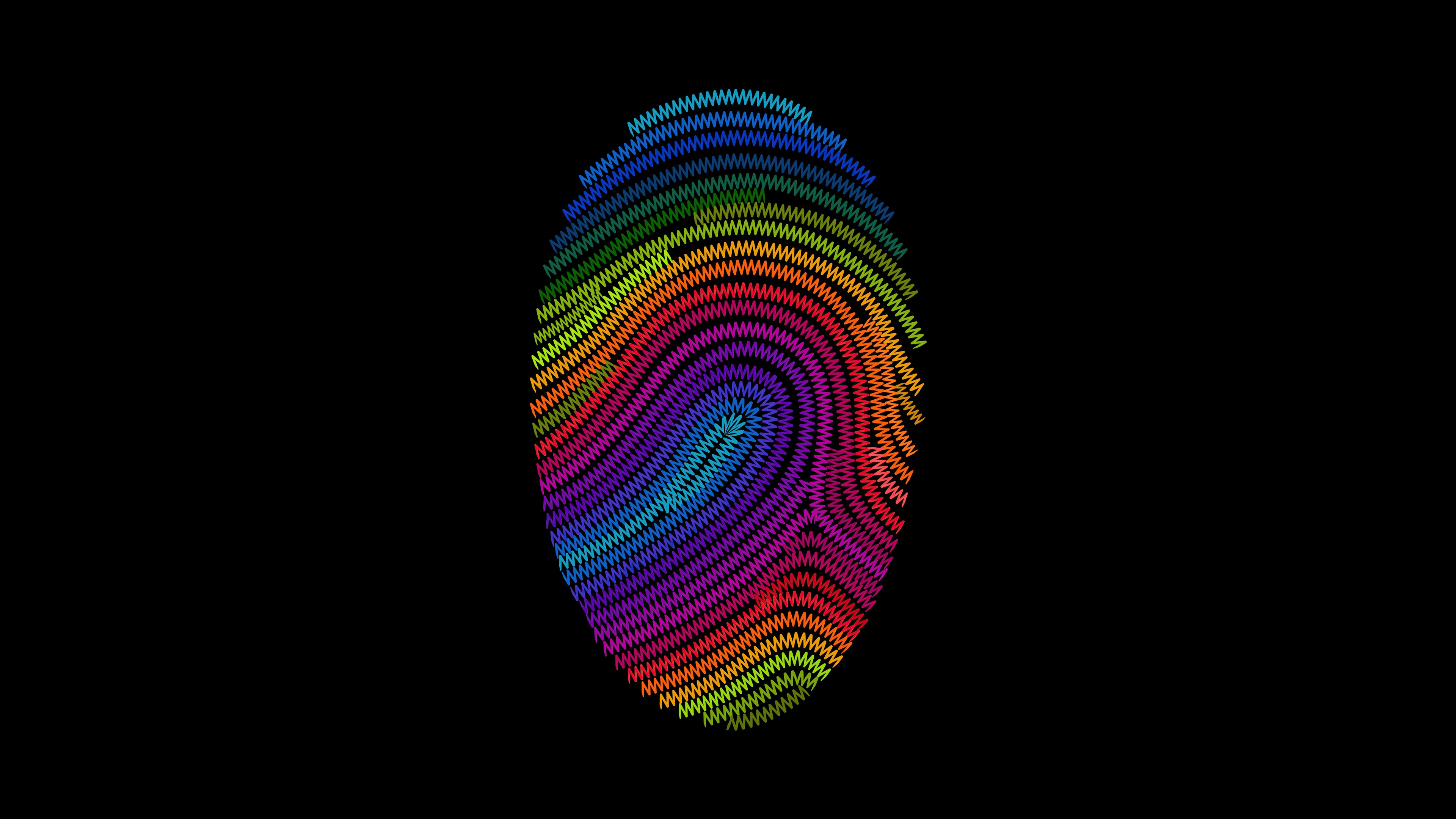 Colorful fingerprint on black background HD Wallpaper