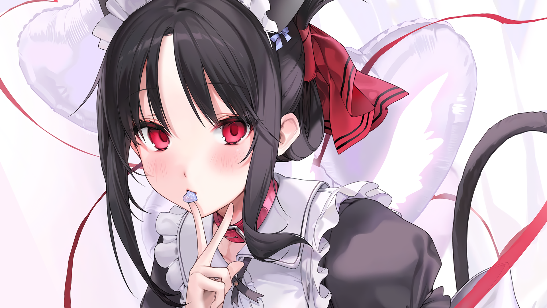 Kaguya Shinomiya as a cat girl in a maid outfit HD Wallpaper