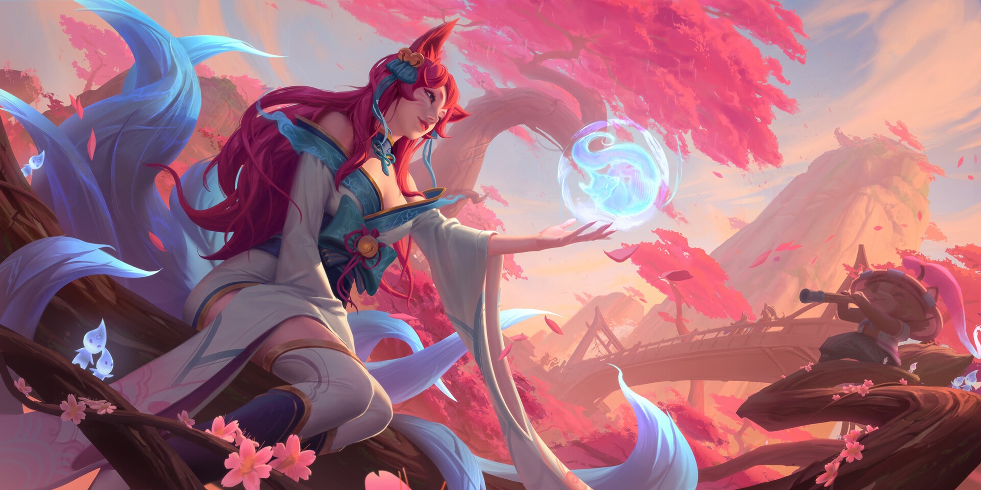 Ahri from League of Legends with magical orb HD Wallpaper