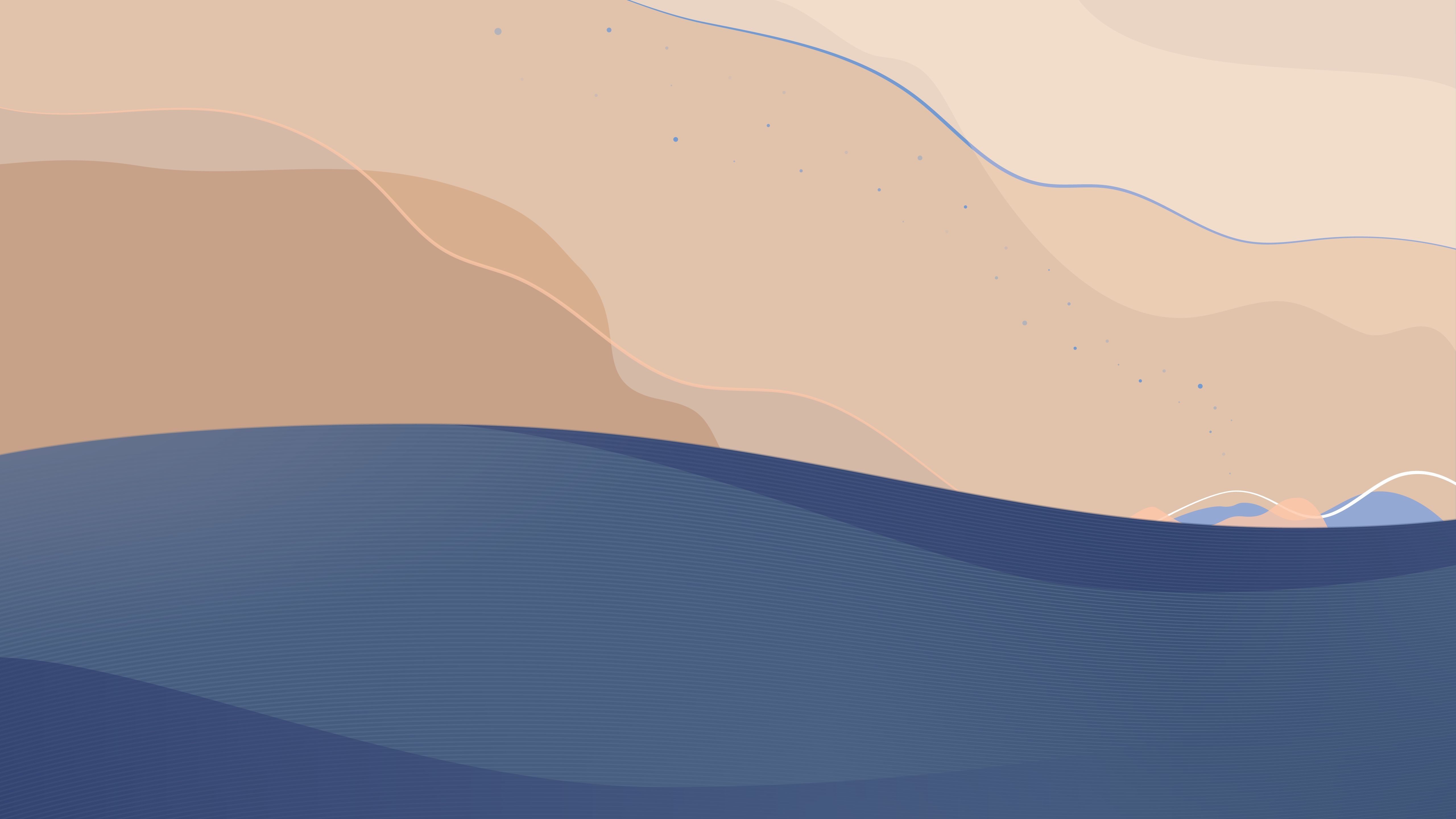 Abstract 4K mountain view with wavy lines HD Wallpaper