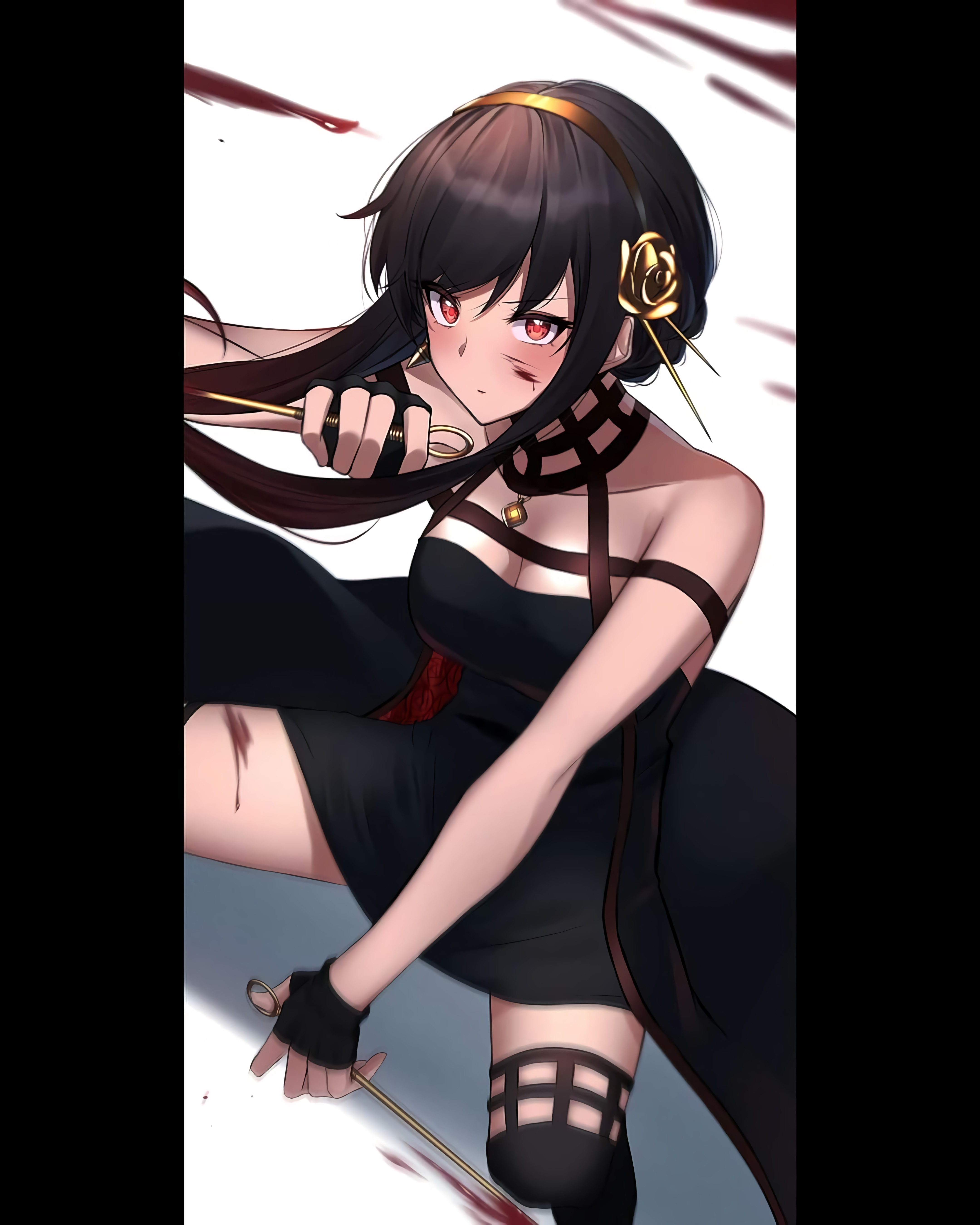 Yor Forger from Spy x Family with weapons HD Phone Wallpaper