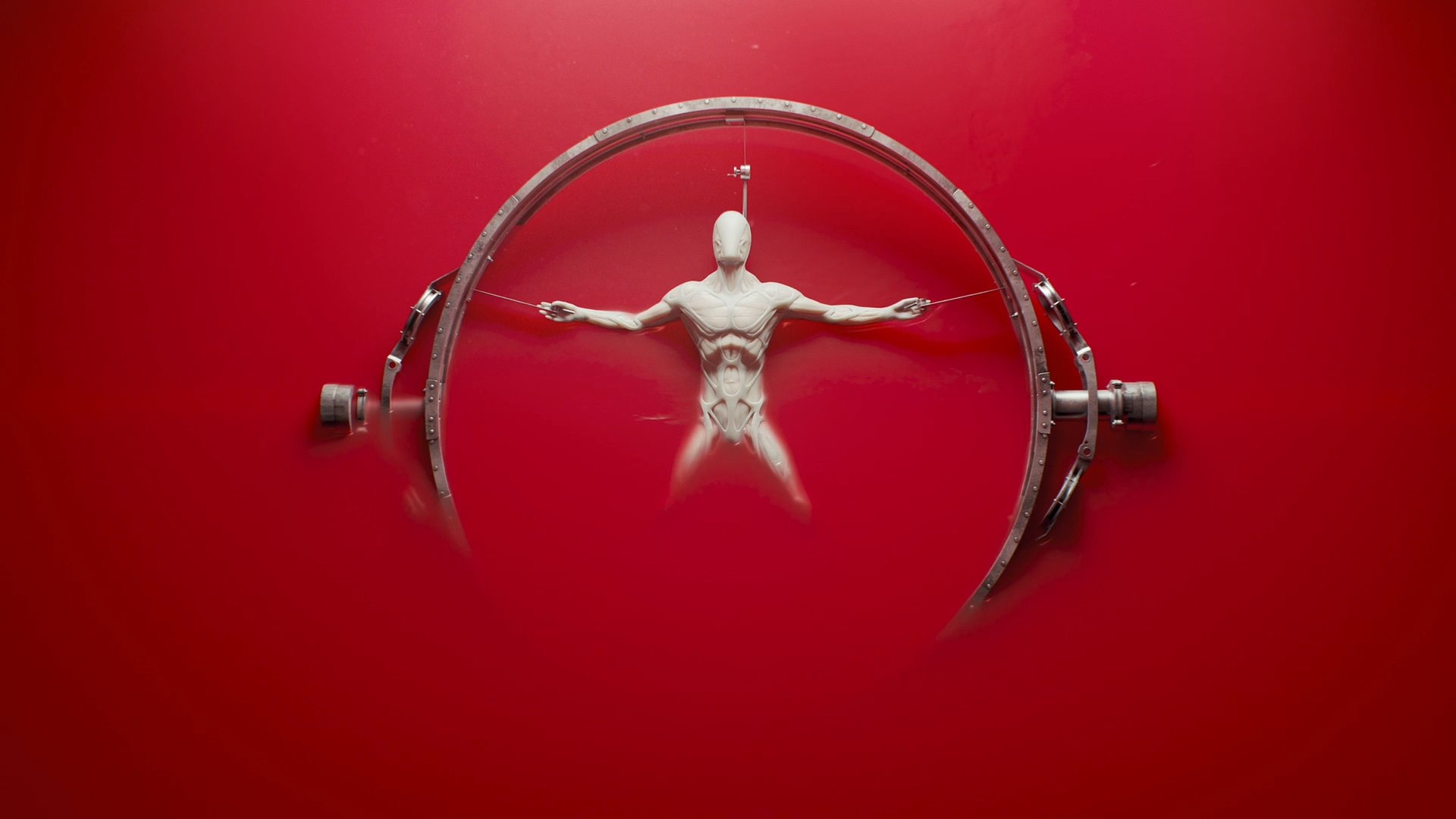 Westworld robot suspended in red liquid HD Wallpaper