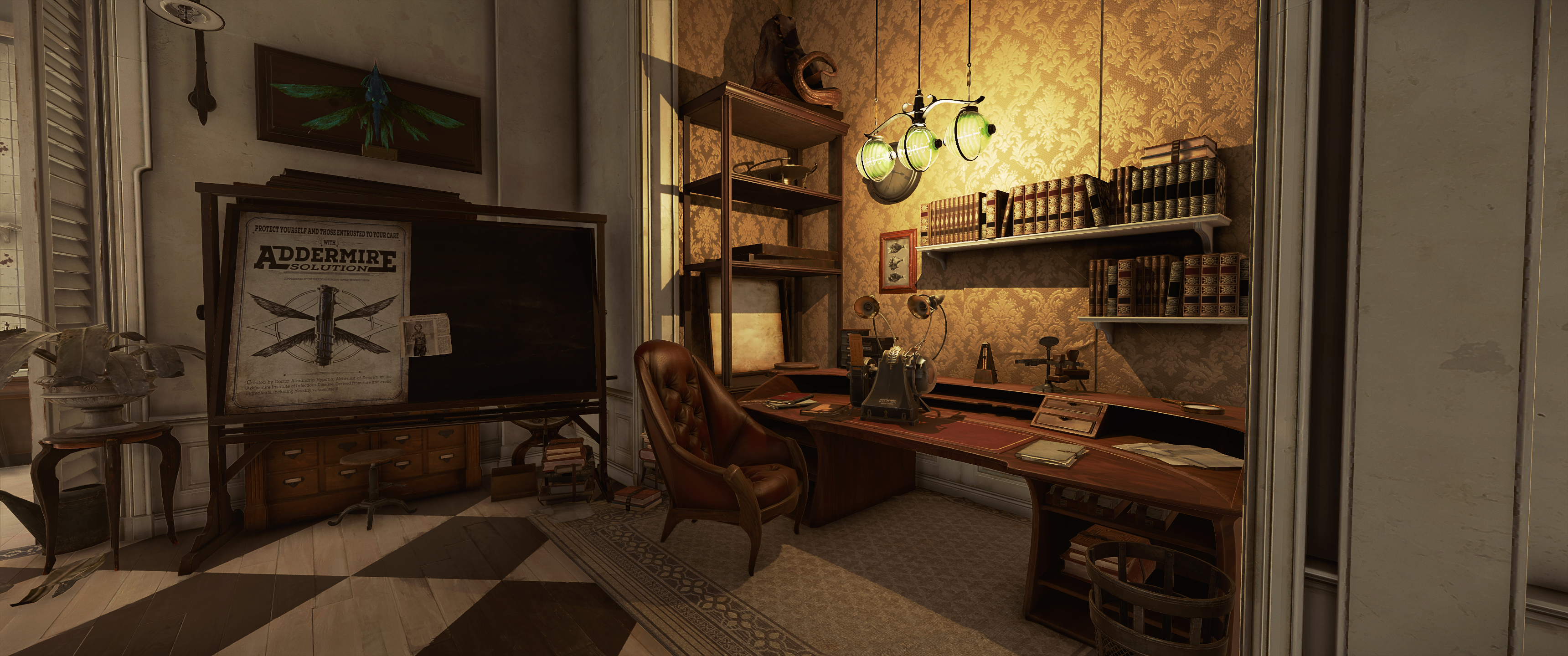 Dishonored 2 office with desk and chair HD Wallpaper