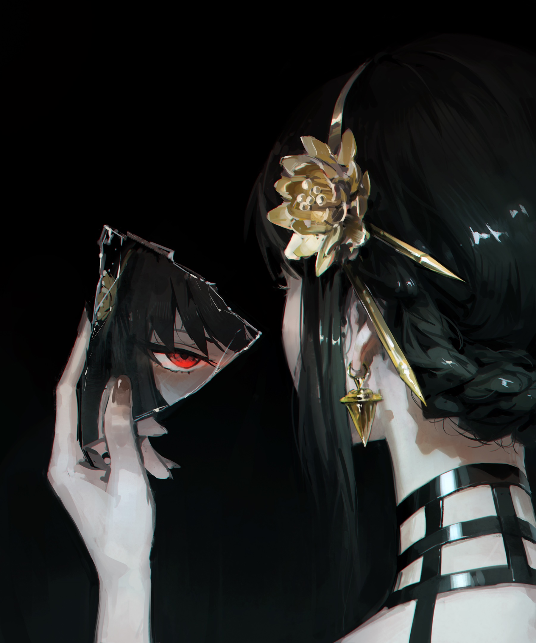 Yor Forger from Spy x Family holding a broken mirror HD Phone Wallpaper