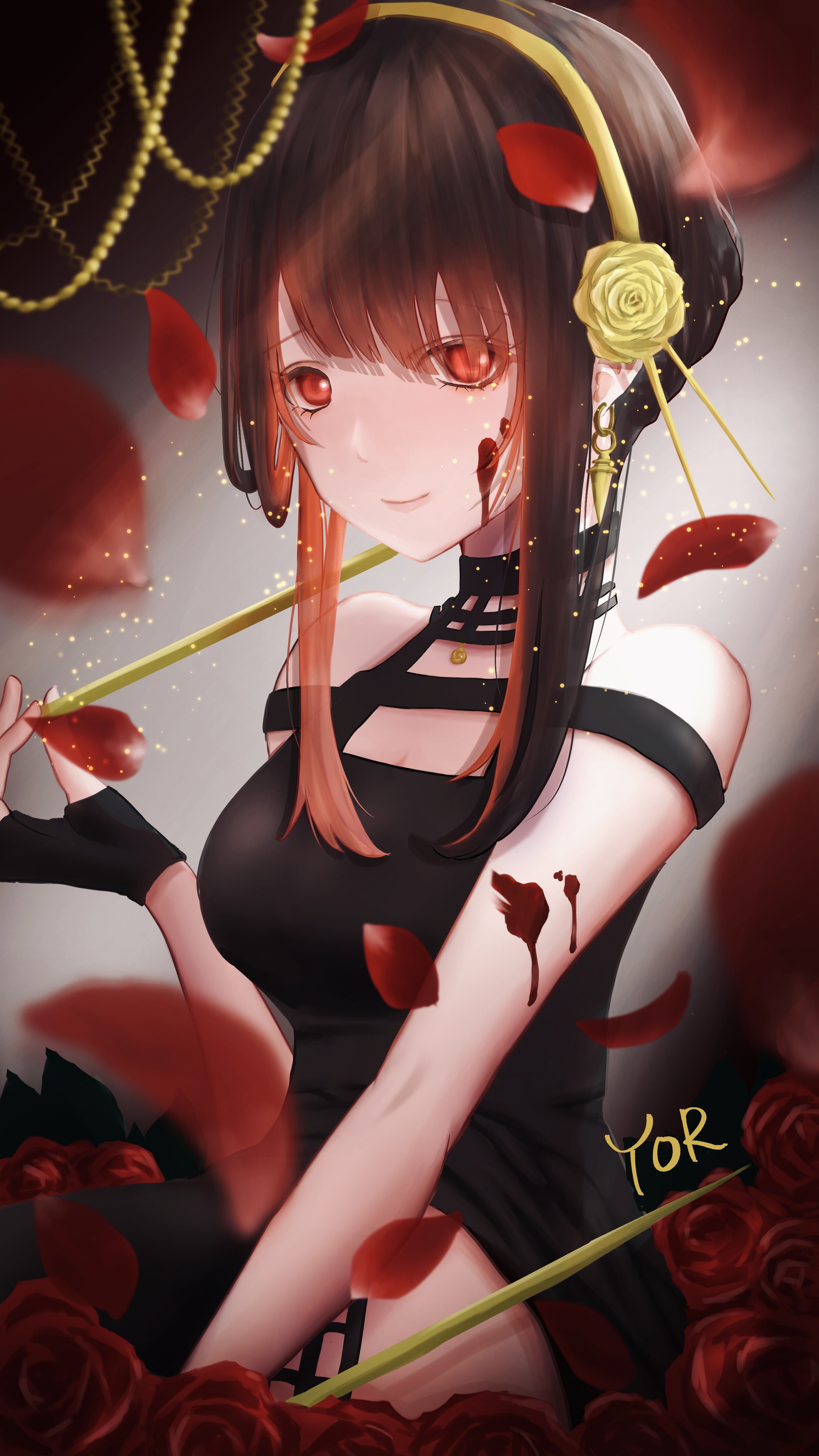 Yor Forger from Spy x Family with Roses HD Phone Wallpaper