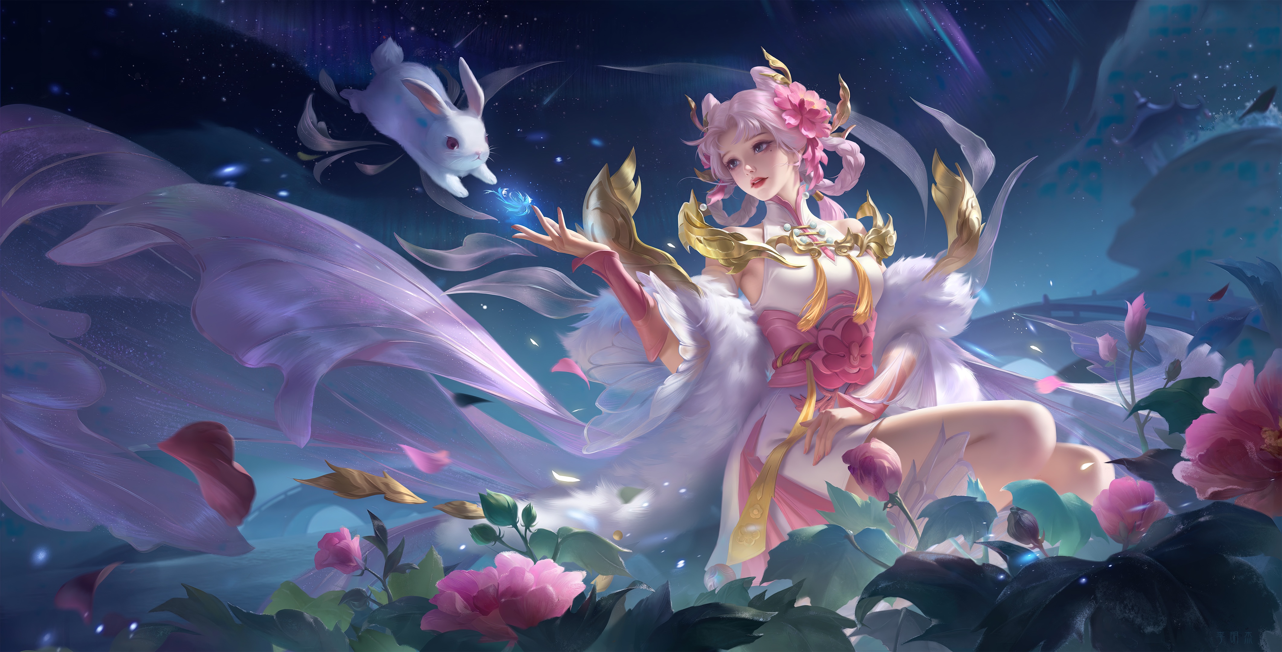 4K Honor of Kings fantasy girl with rabbit HD Wallpaper