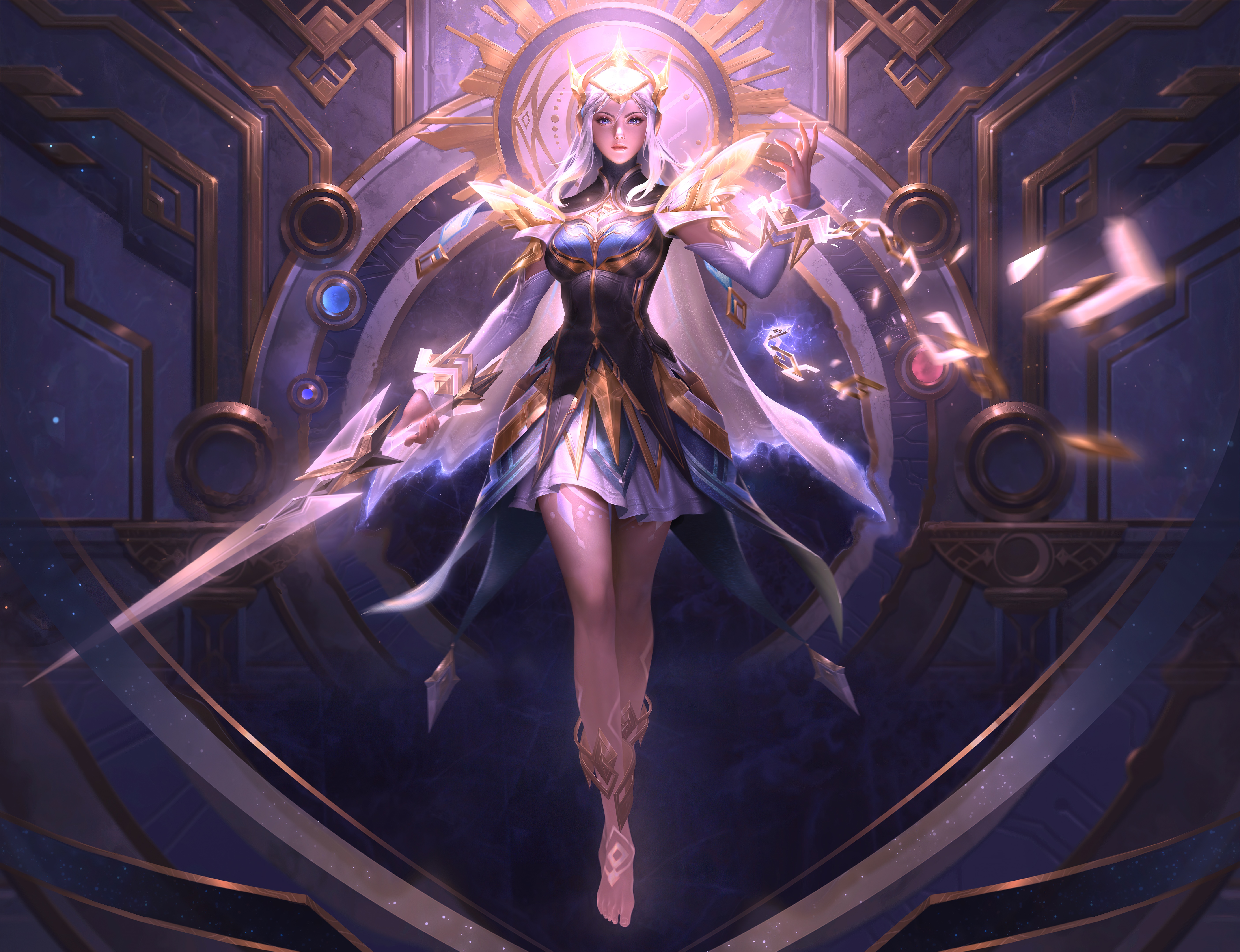 4K Leona with a sword and magic HD Wallpaper