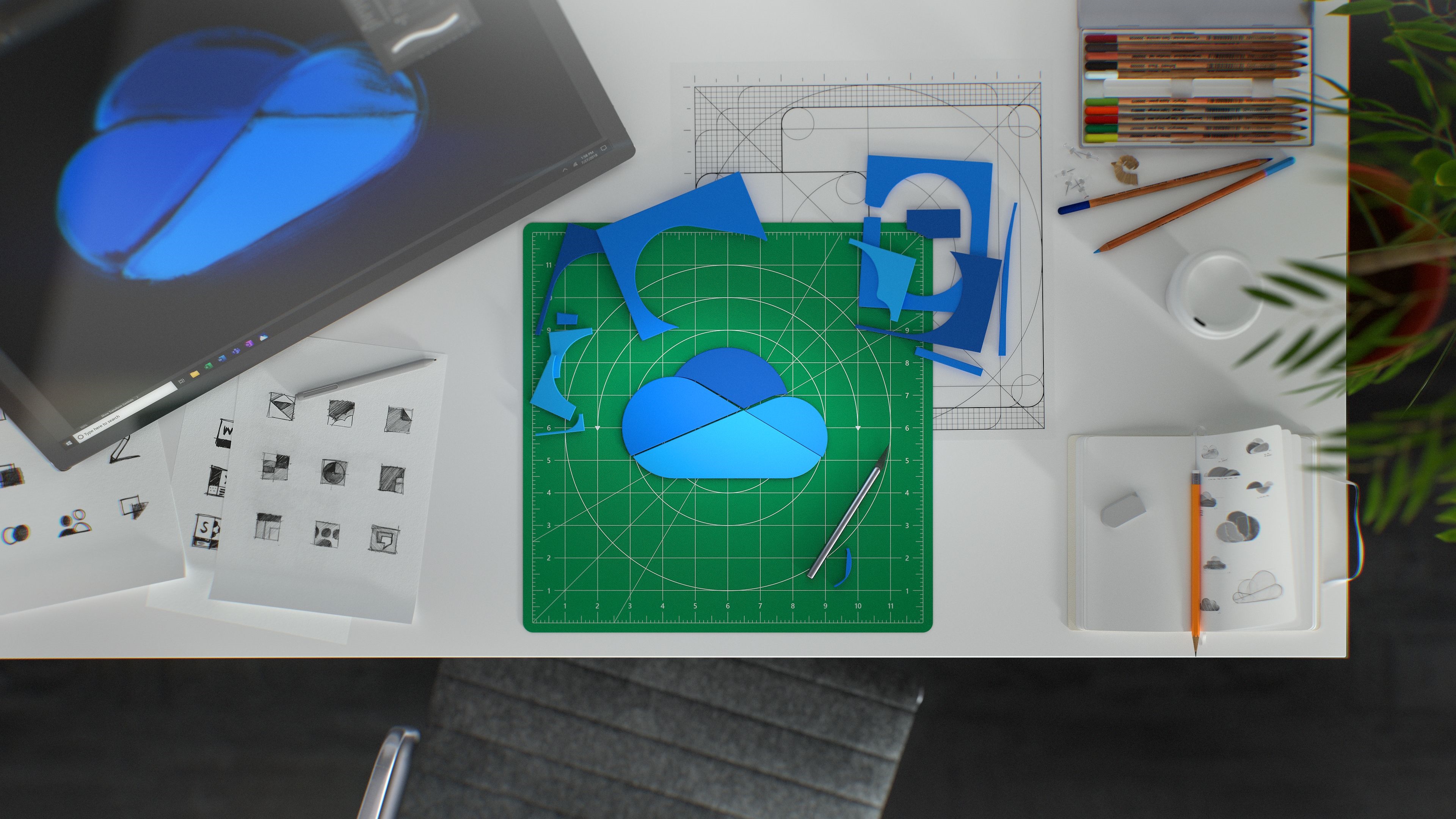 Microsoft Cloud logo design on a desk HD Wallpaper