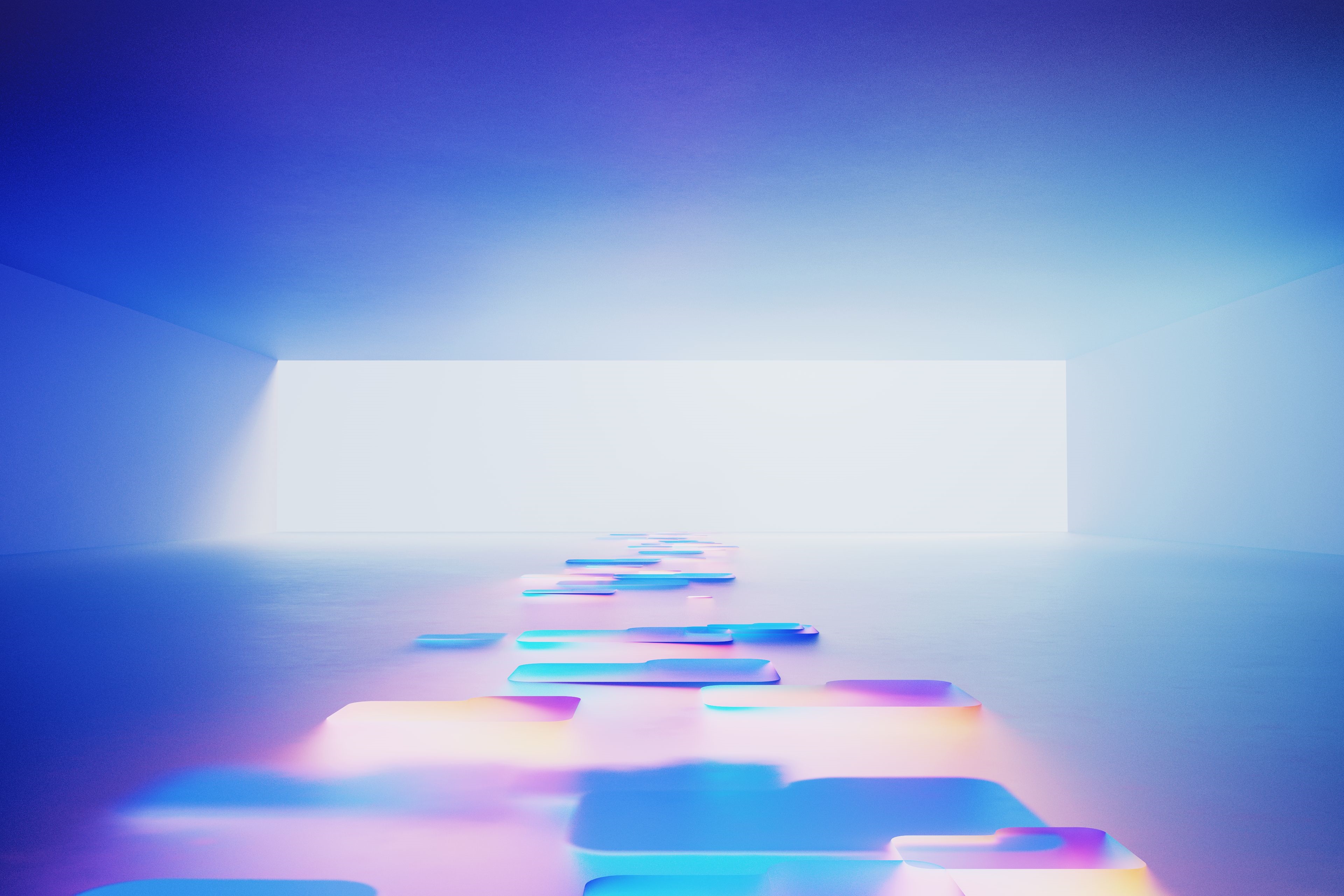 4K abstract office path with glowing tiles HD Wallpaper