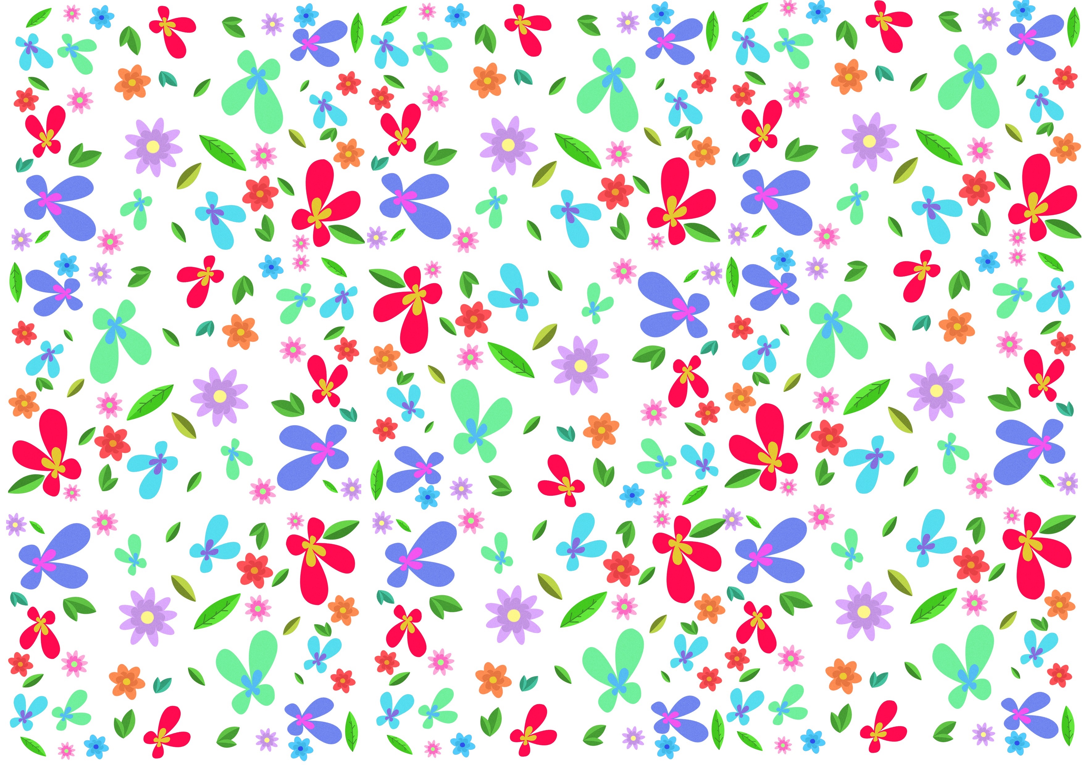 Colorful floral pattern with leaves HD Wallpaper