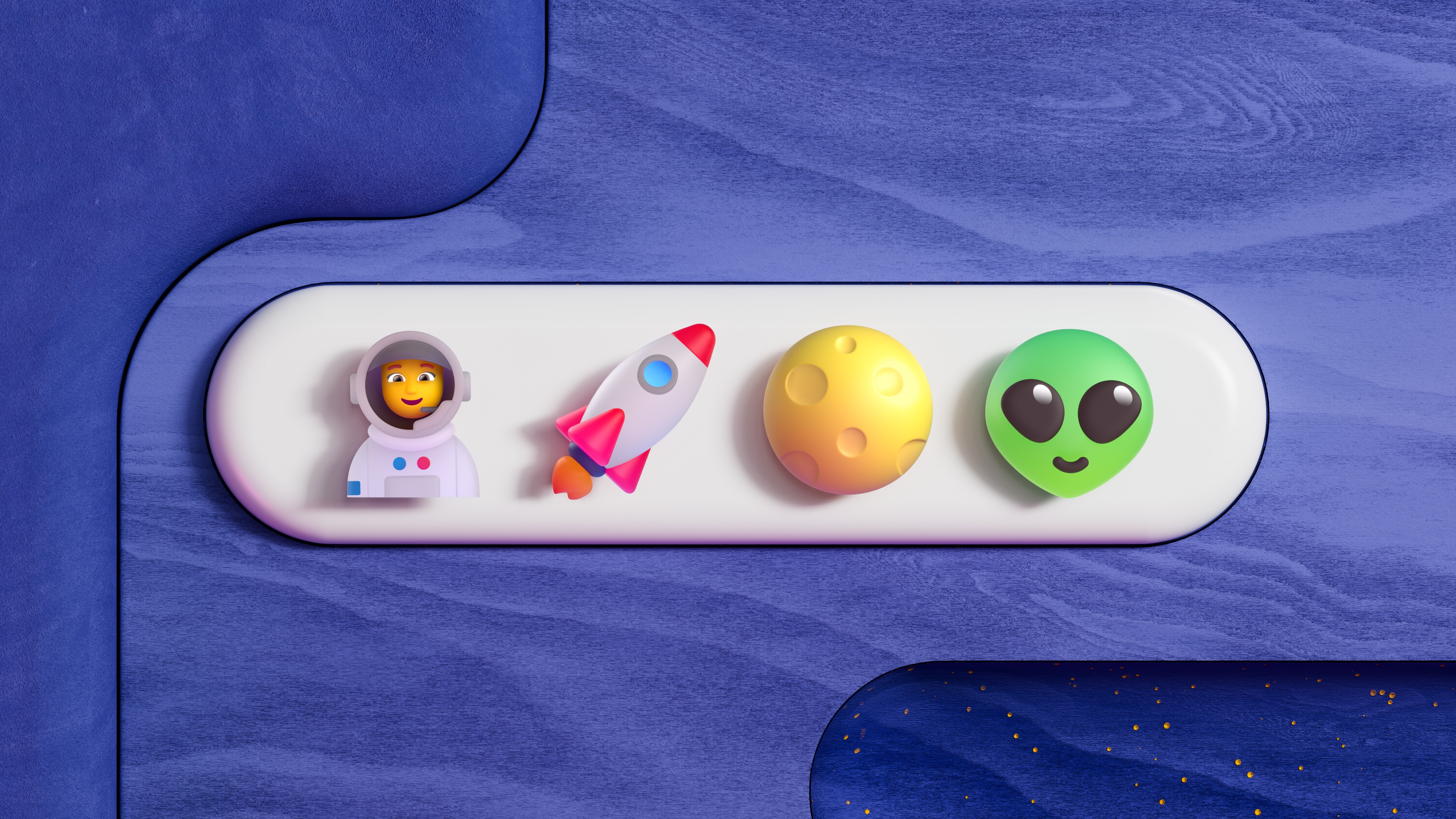 Space icons: astronaut, rocket, moon, and alien HD Wallpaper