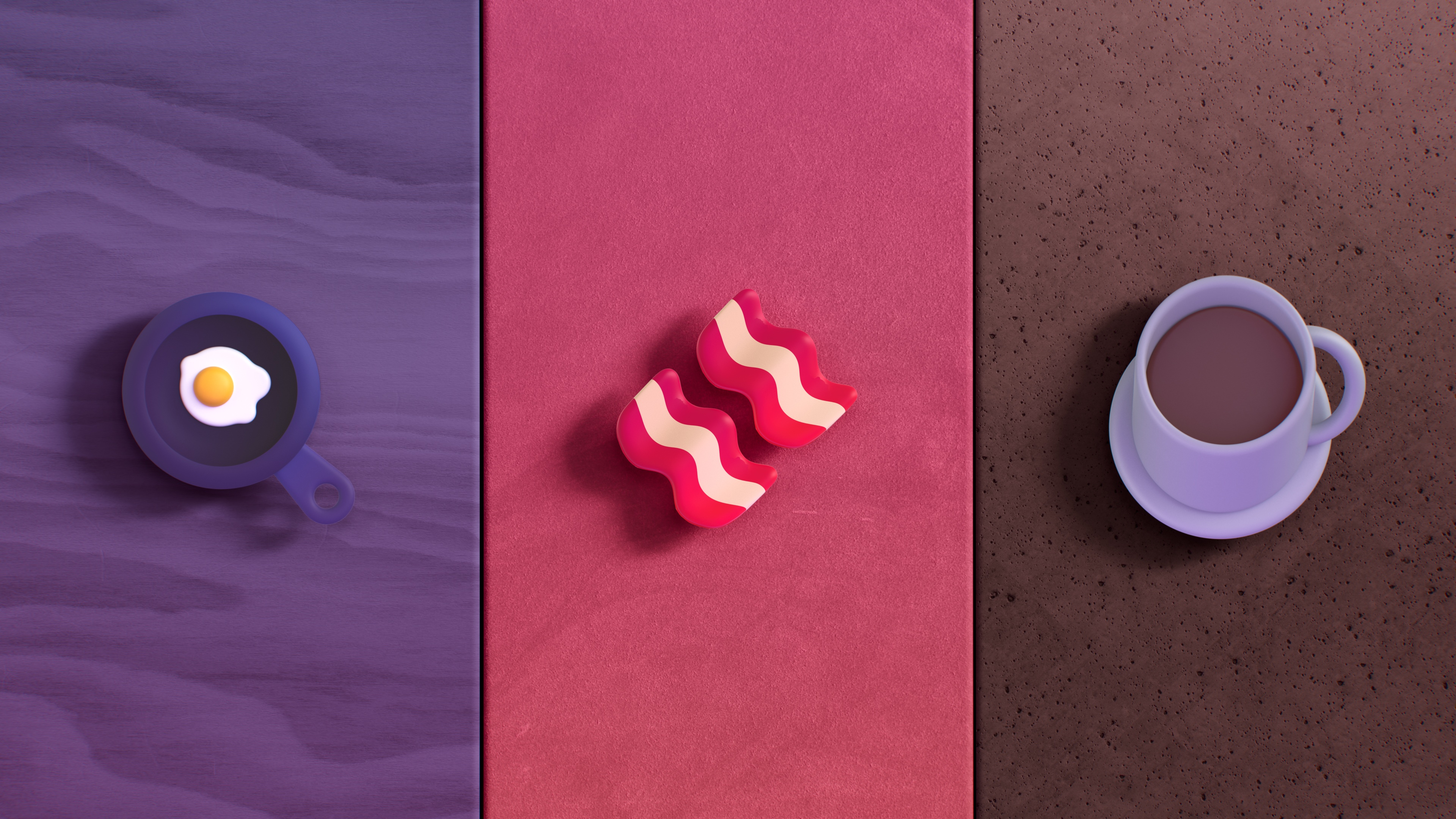 Fried egg, bacon, and coffee icons HD Wallpaper