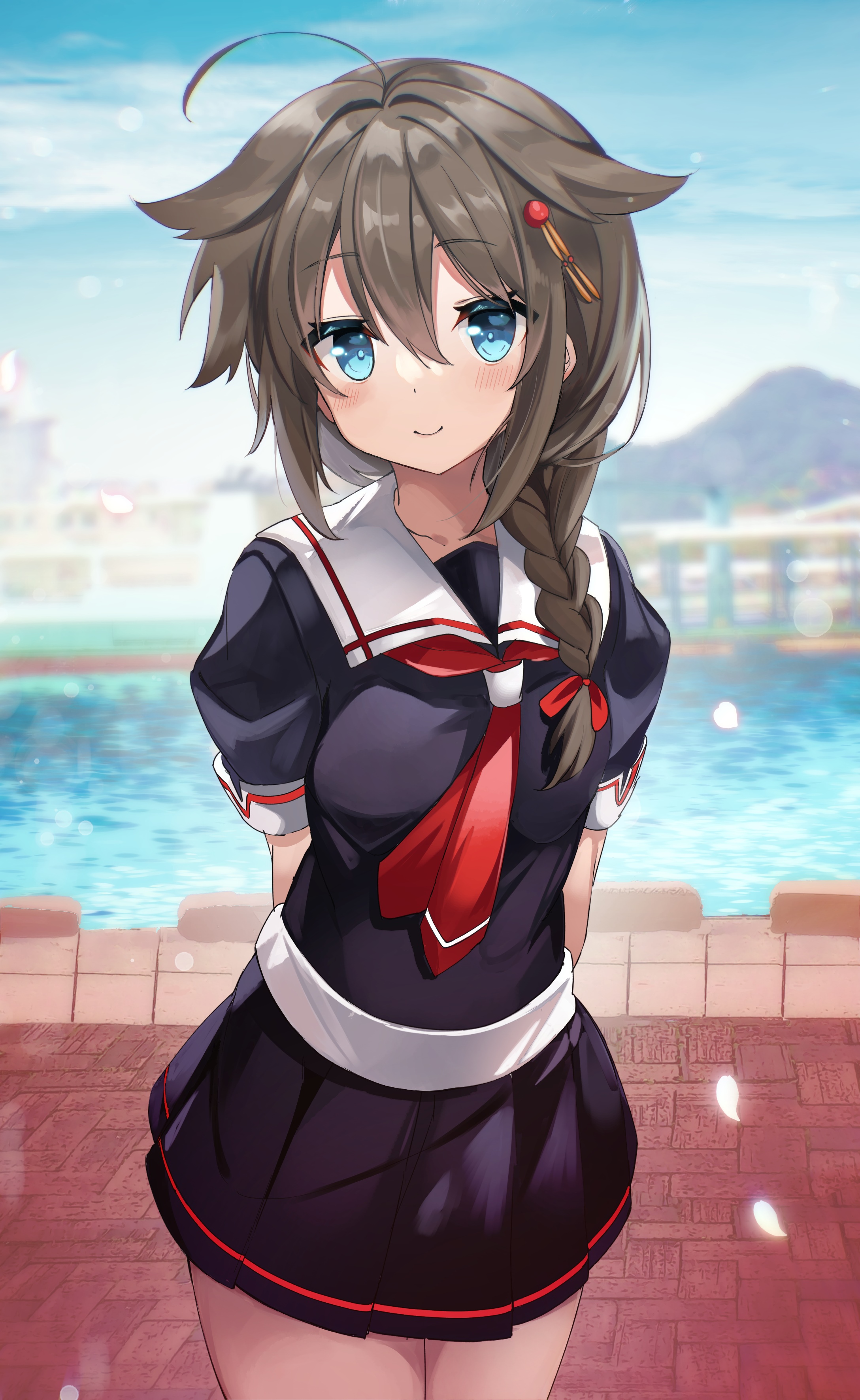 Shigure from Kantai Collection in a school uniform HD Phone Wallpaper