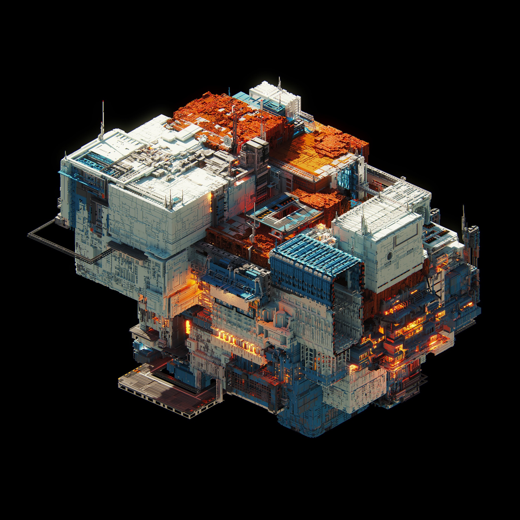 Mari K voxel art of a futuristic building HD Wallpaper