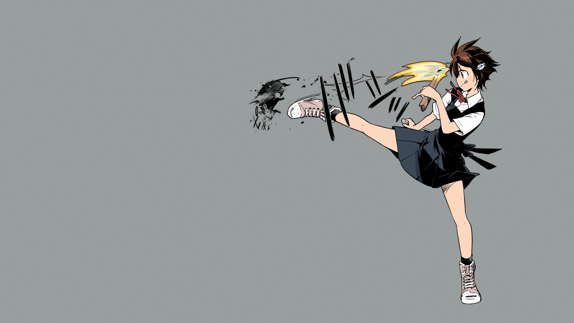 Yohko from Shuumatsu Touring kicking with a torch HD Wallpaper