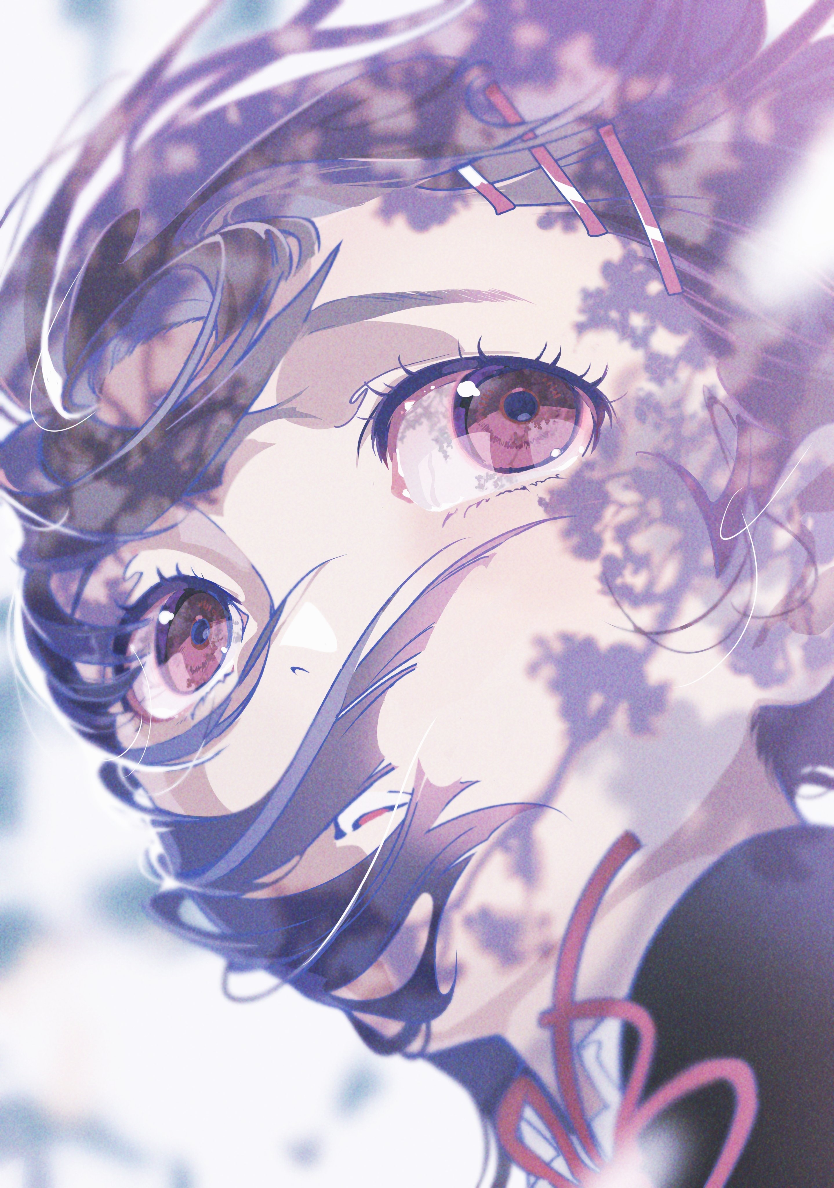 Anime girl with purple hair by Yoneyama Mai HD Phone Wallpaper