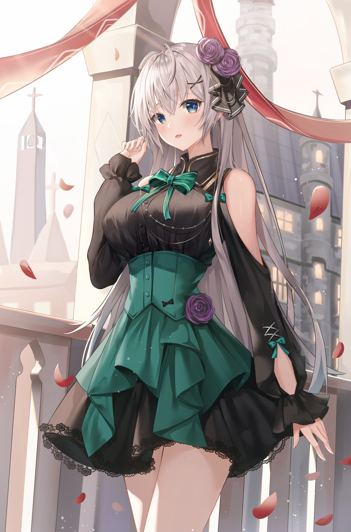 Anime girl with silver hair and blue eyes HD Phone Wallpaper