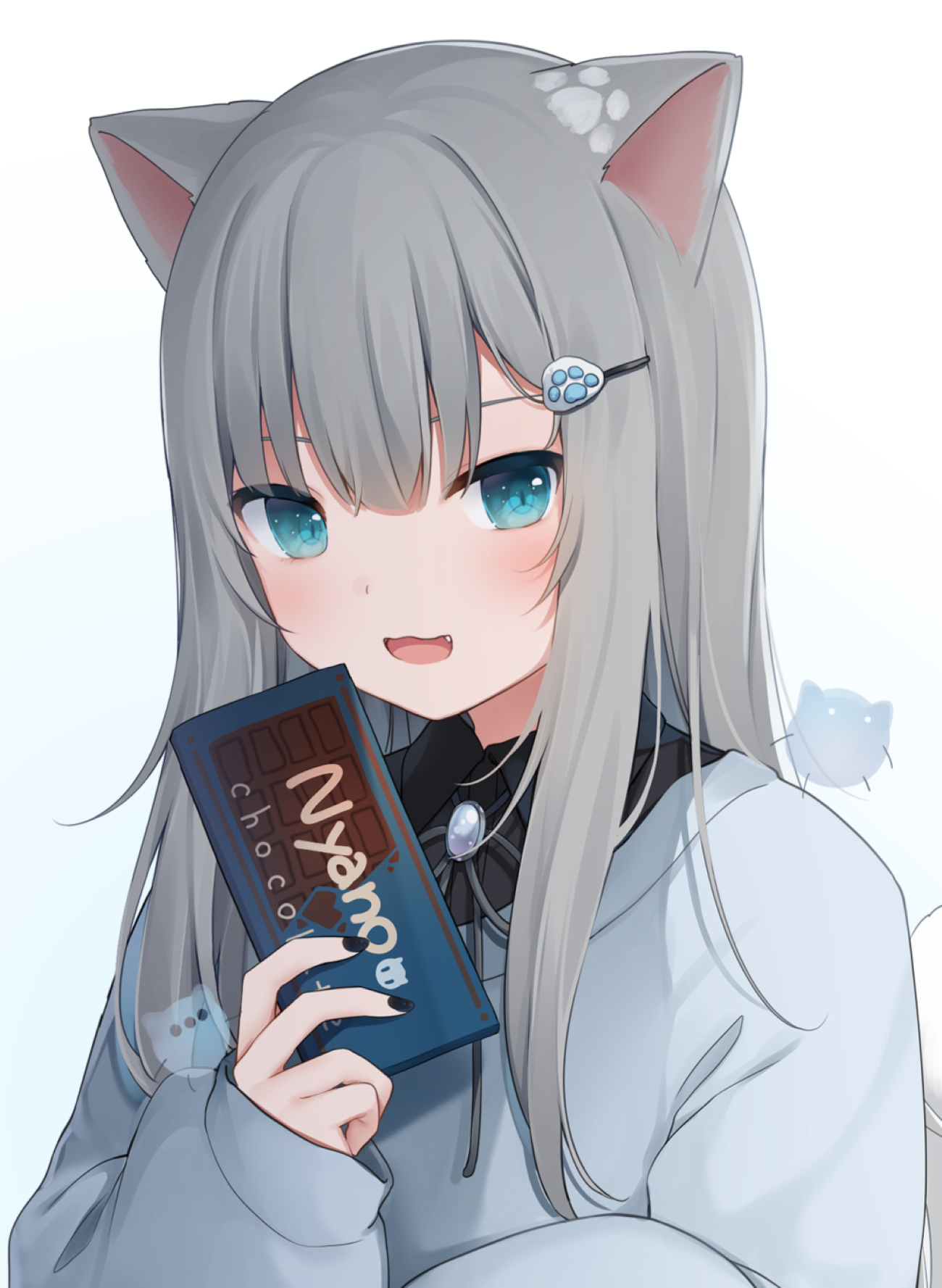Amashiro Natsuki holding a chocolate bar HD Phone Wallpaper