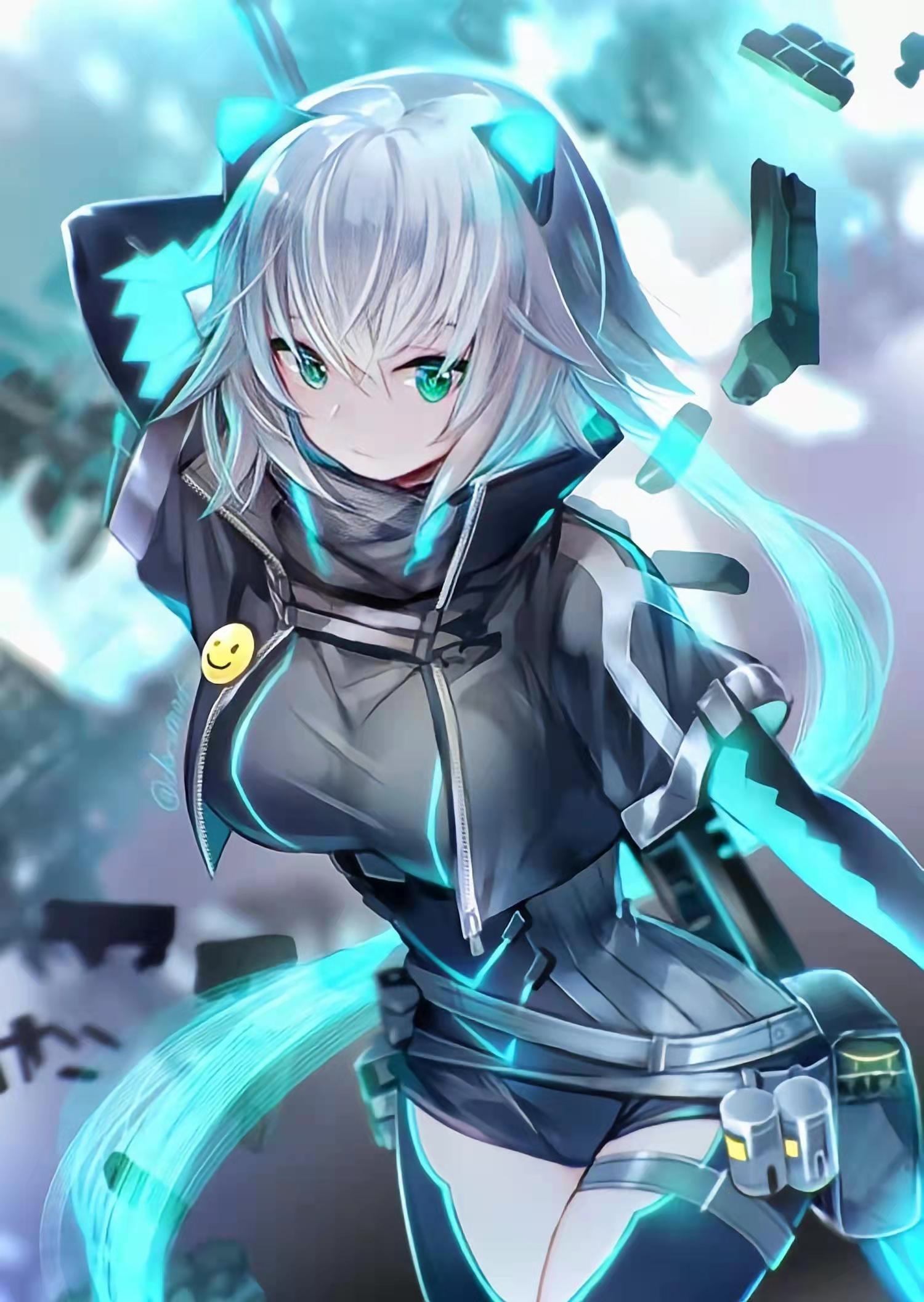 Anime girl with white hair and blue eyes HD Phone Wallpaper