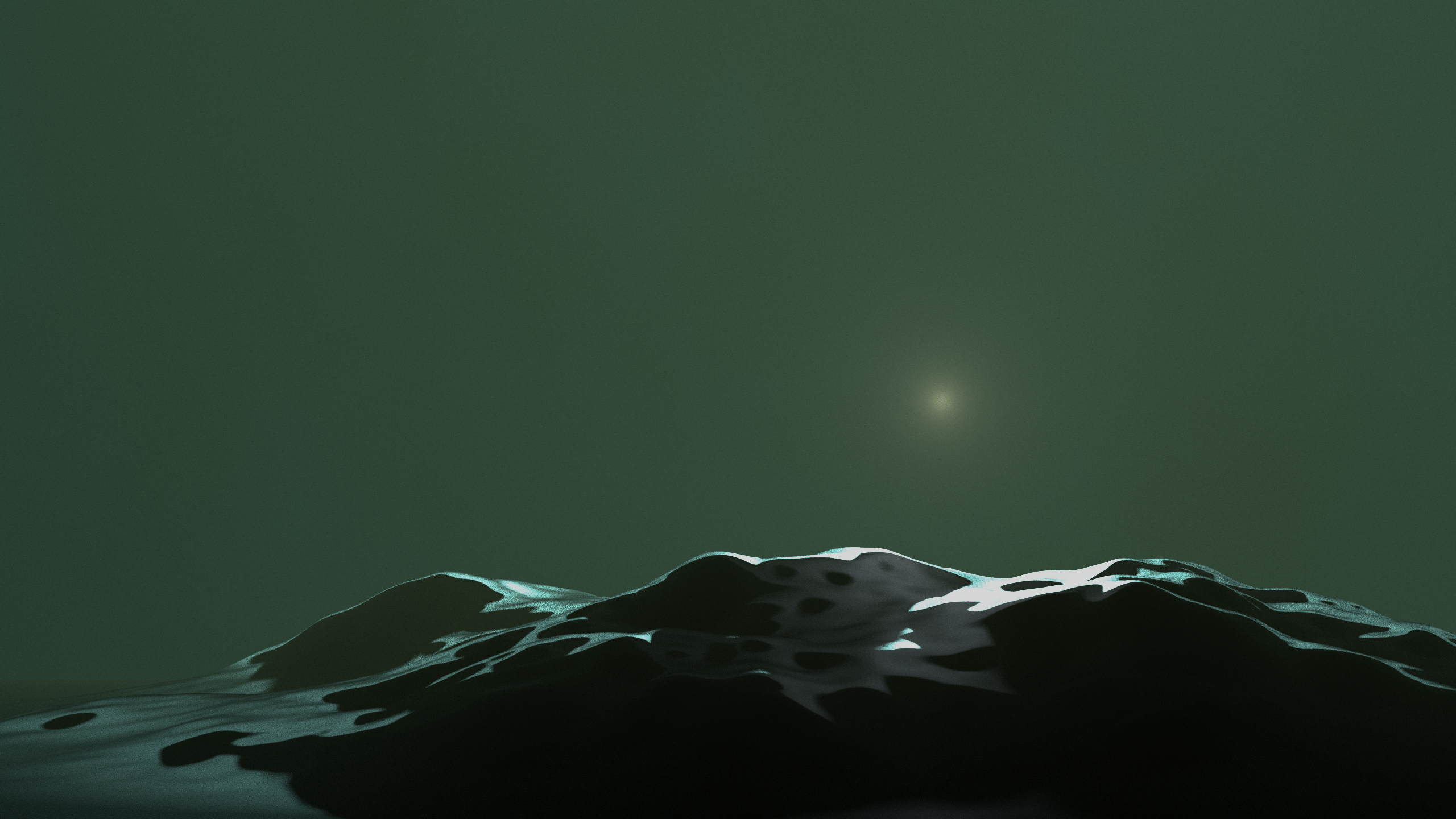 Abstract dark landscape with a bright light in the sky HD Wallpaper