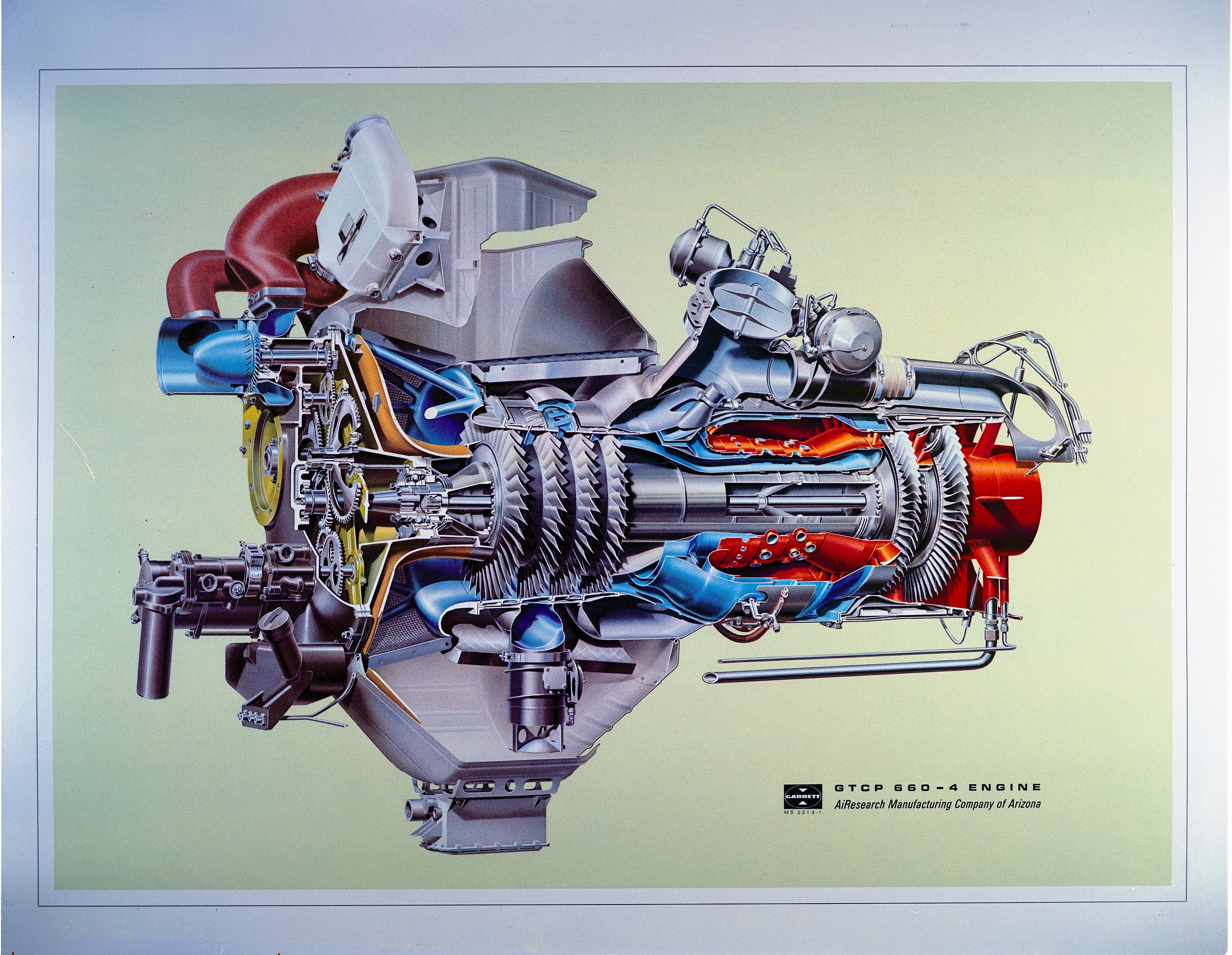 Garrett AiResearch GTCP 660-4 Engine Cutaway Diagram HD Wallpaper