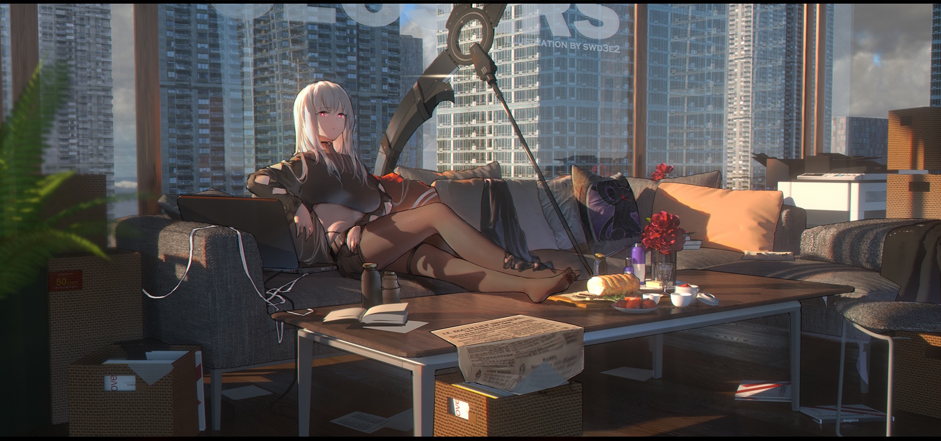 Closers character with scythe in a modern apartment HD Wallpaper