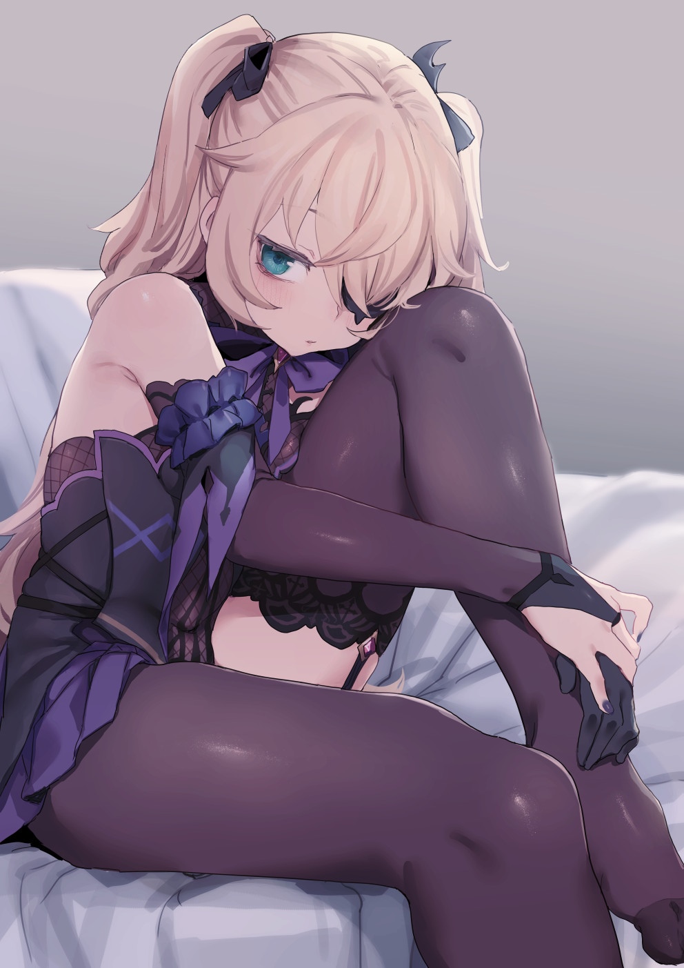Fischl from Genshin Impact sitting on a couch HD Phone Wallpaper