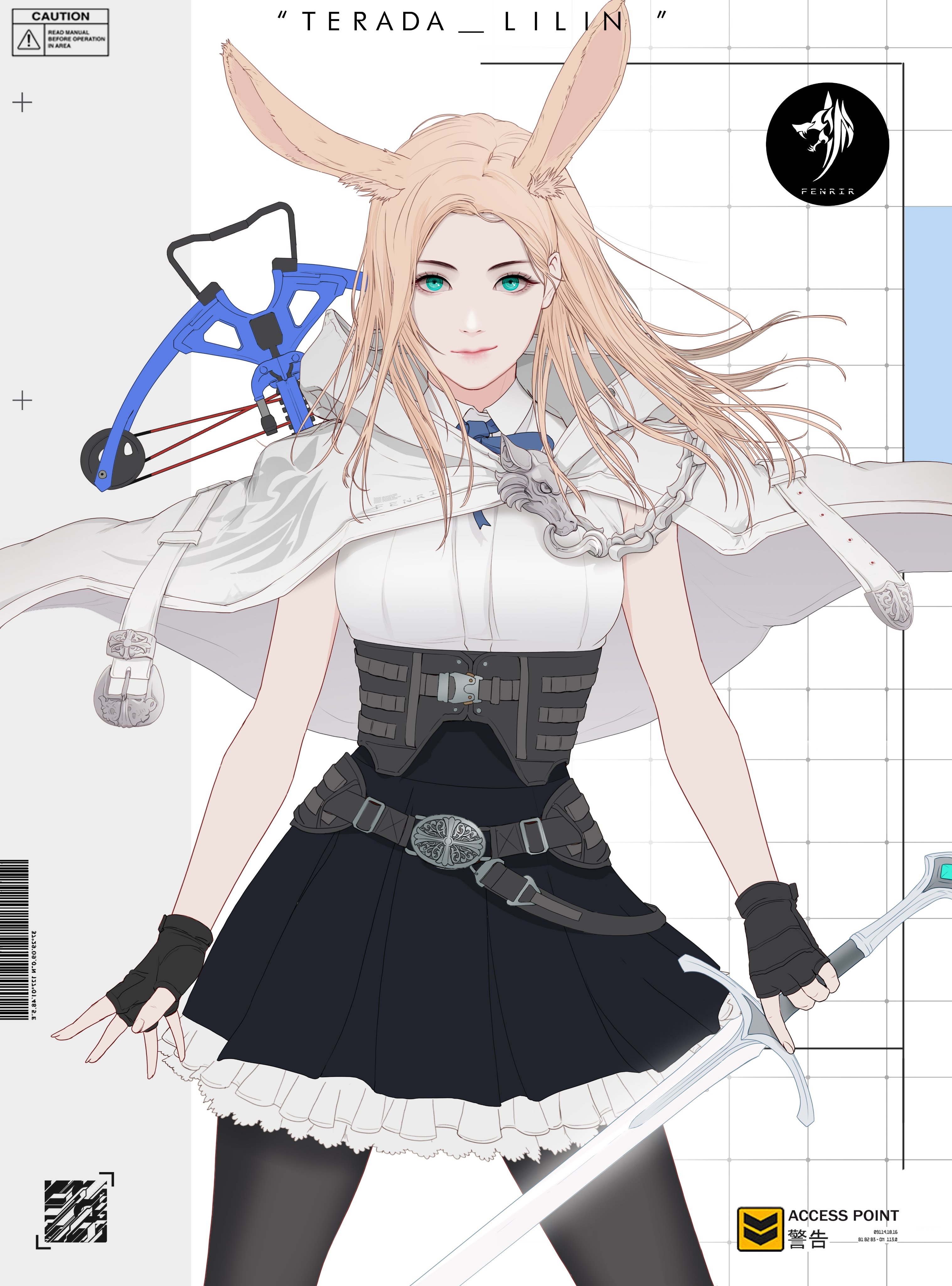 Park JunKyu's bunny-eared woman with sword and crossbow HD Phone Wallpaper