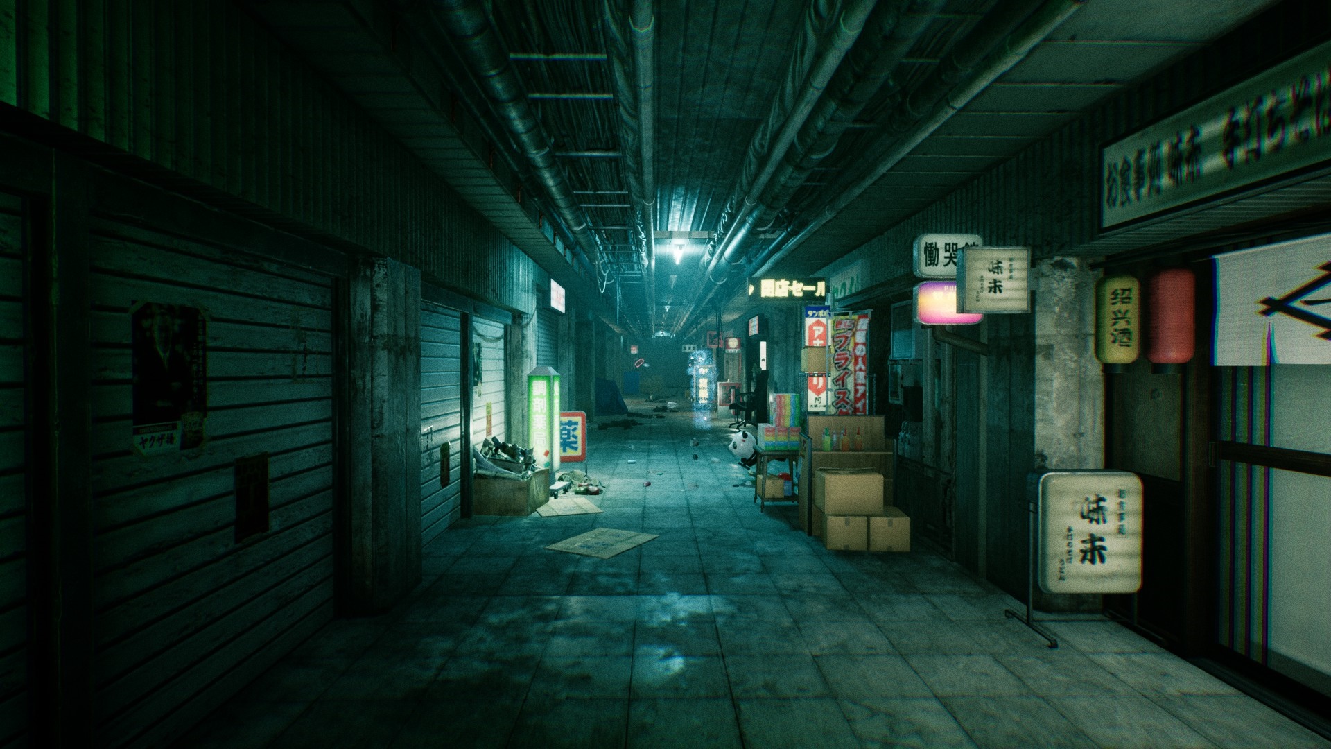 Ghostwire: Tokyo alleyway with neon signs HD Wallpaper