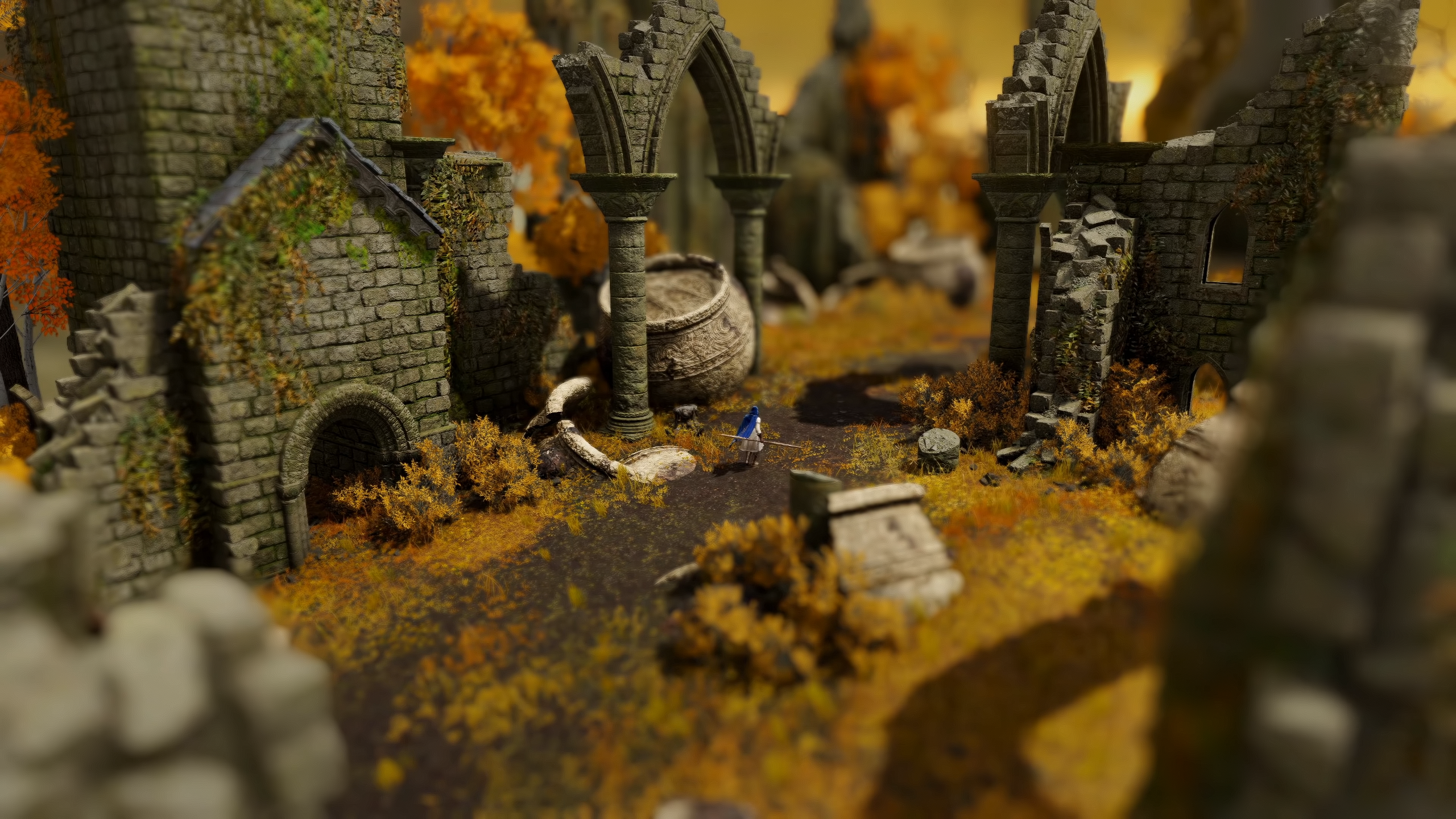 Elden Ring ruins with a lone figure HD Wallpaper