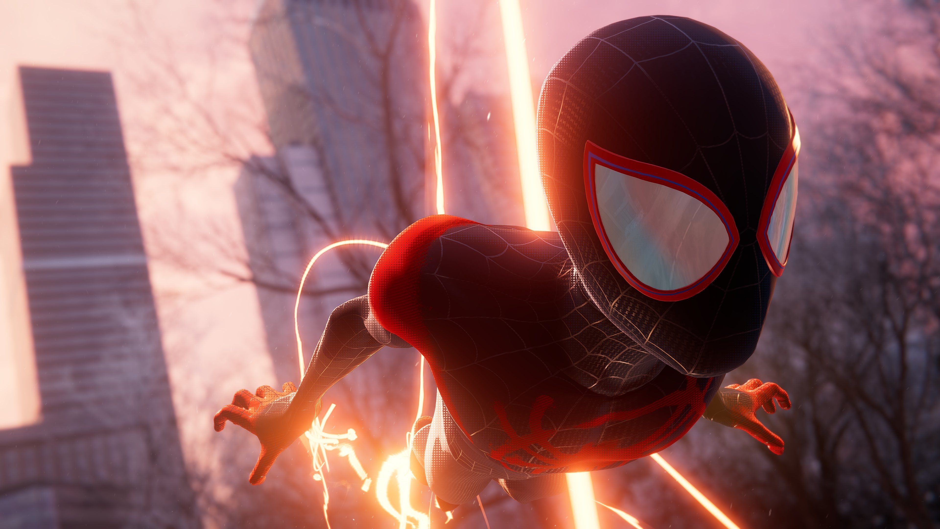 4K Spider-Man: Miles Morales in action HD Wallpaper