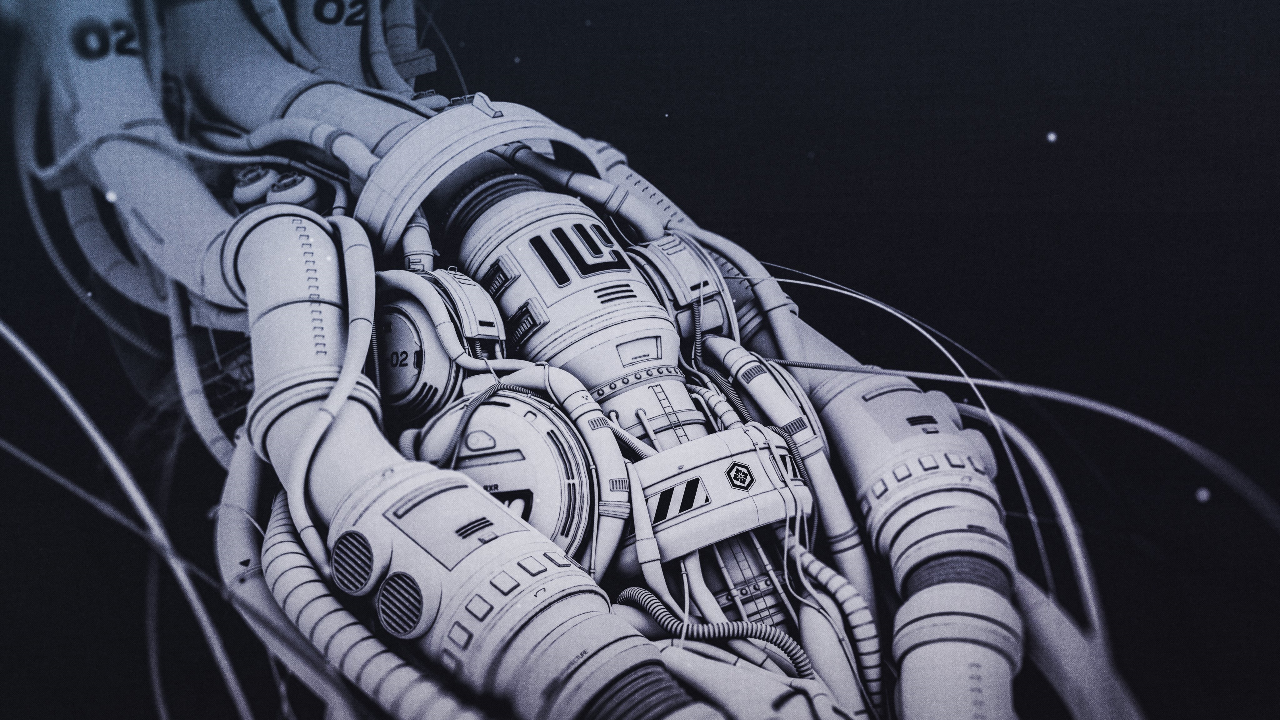 Abstract 4K technology with alien-like machinery HD Wallpaper