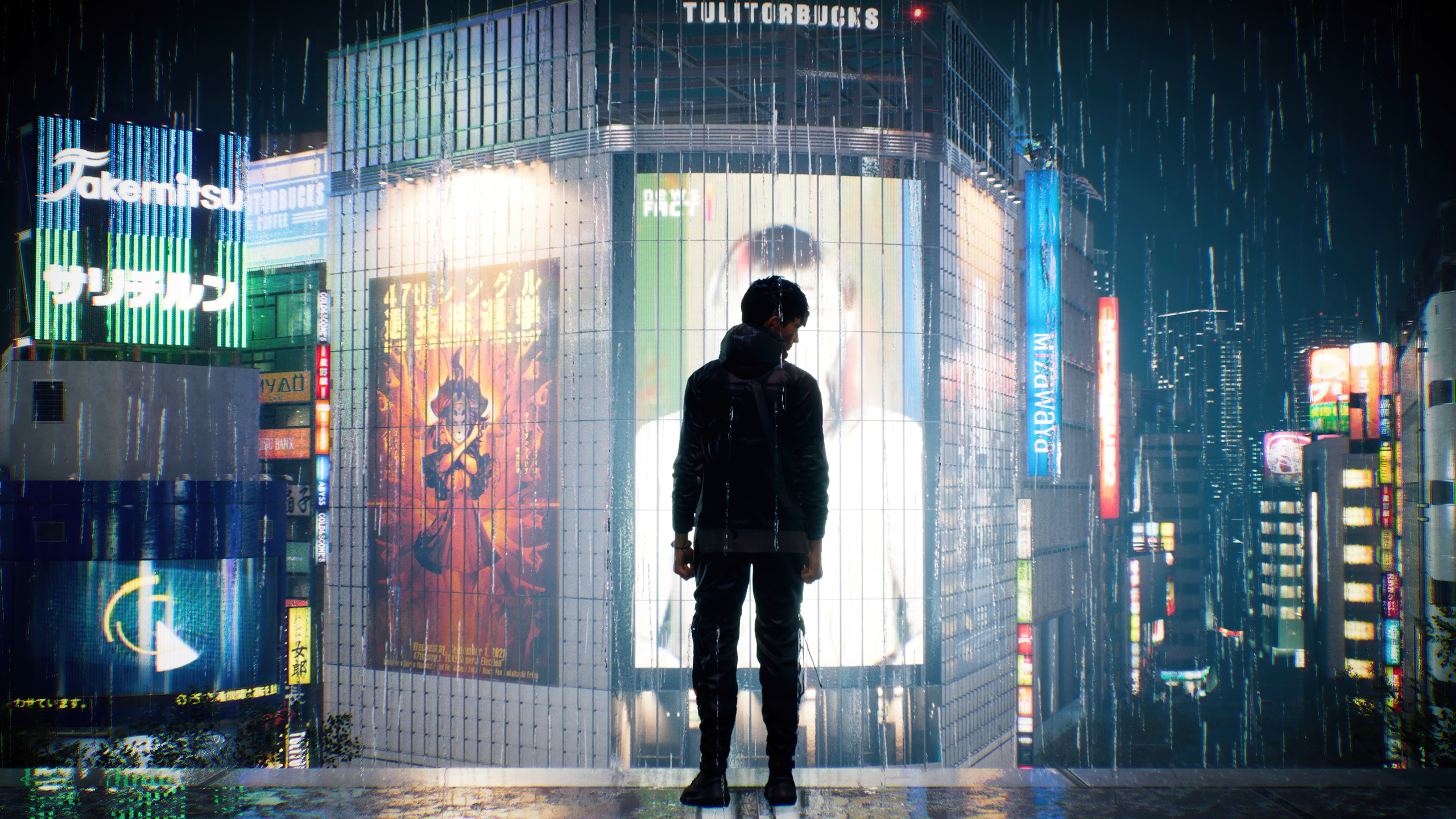 Ghostwire: Tokyo - Man in Rainy City HD Wallpaper