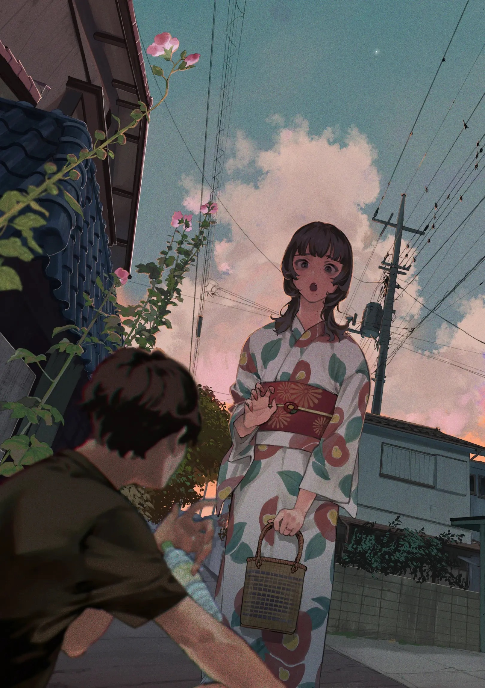 Couple in Kimono in the Evening HD Phone Wallpaper