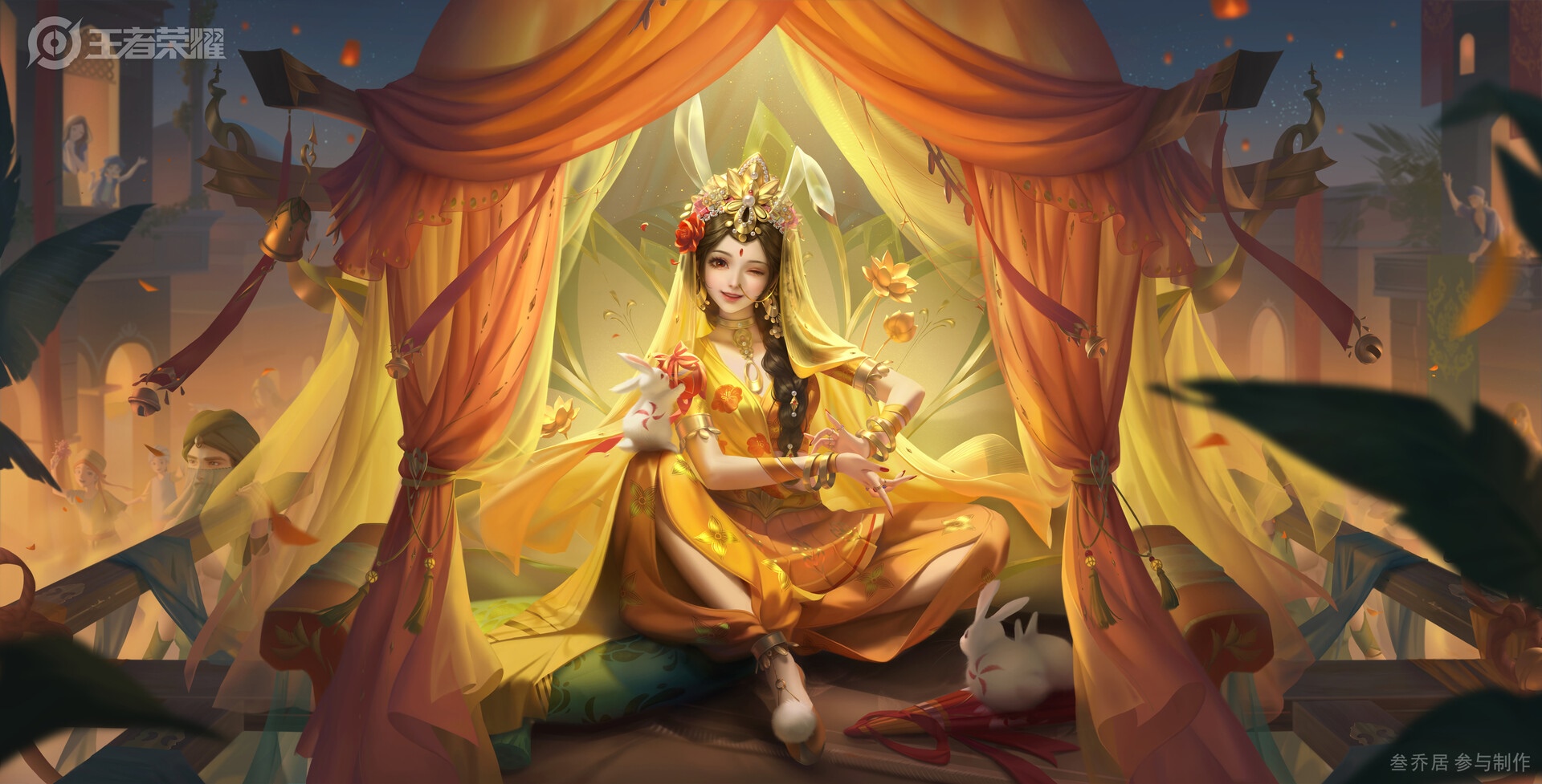 Honor of Kings: Woman in Yellow with Rabbits HD Wallpaper