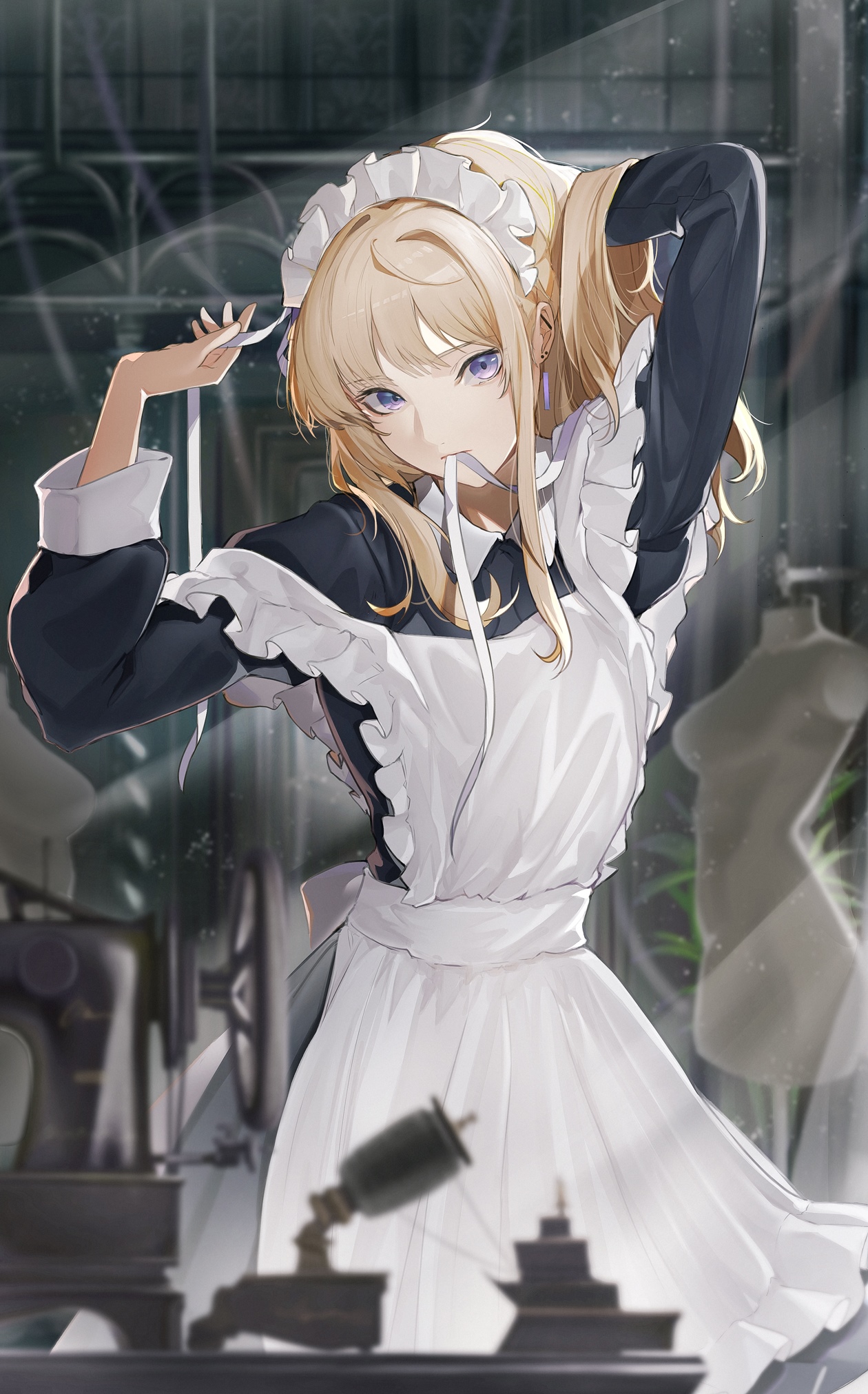 Maid with blonde hair and blue eyes HD Phone Wallpaper