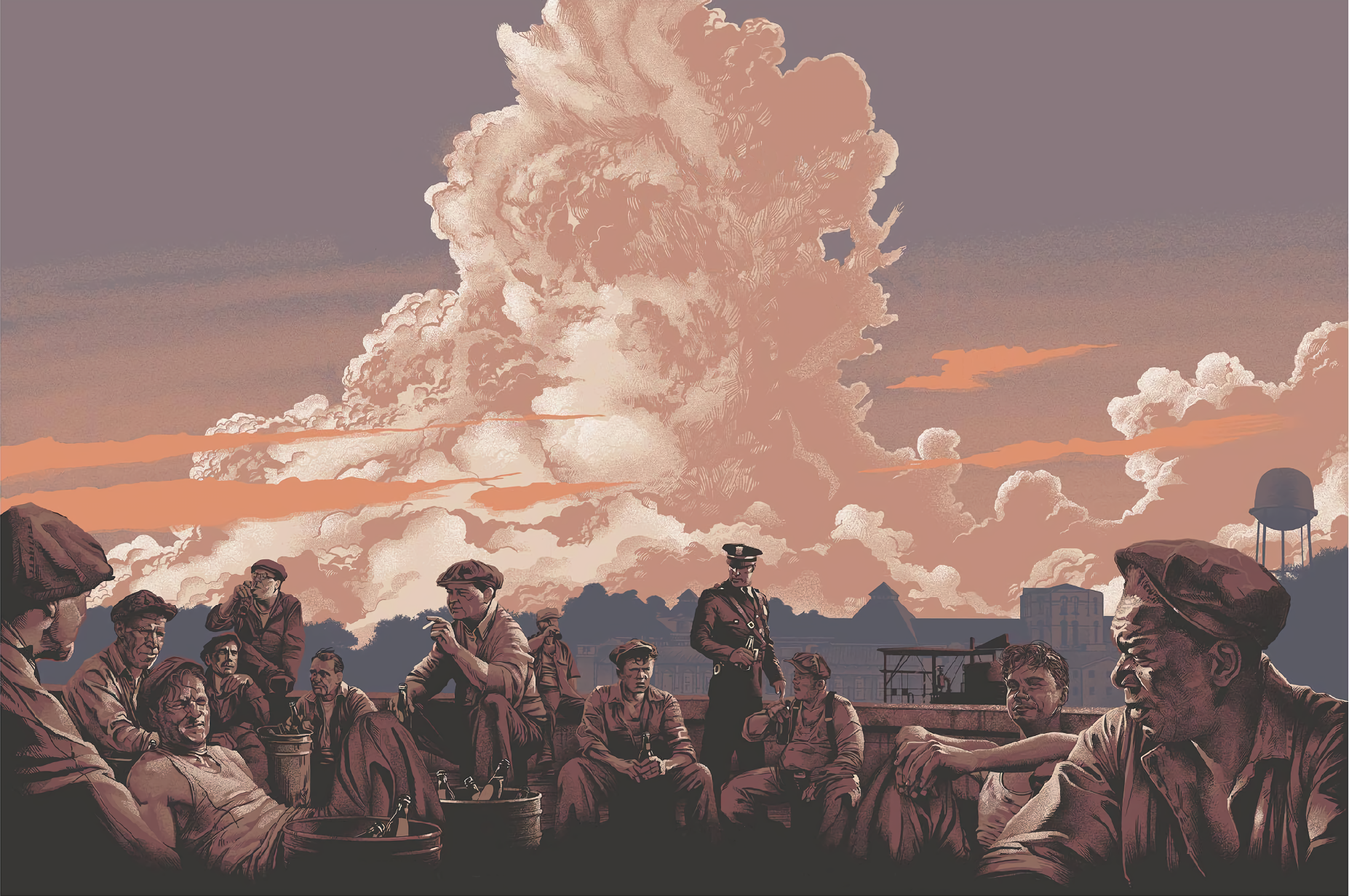 The Shawshank Redemption painting with prisoners on rooftops HD Wallpaper