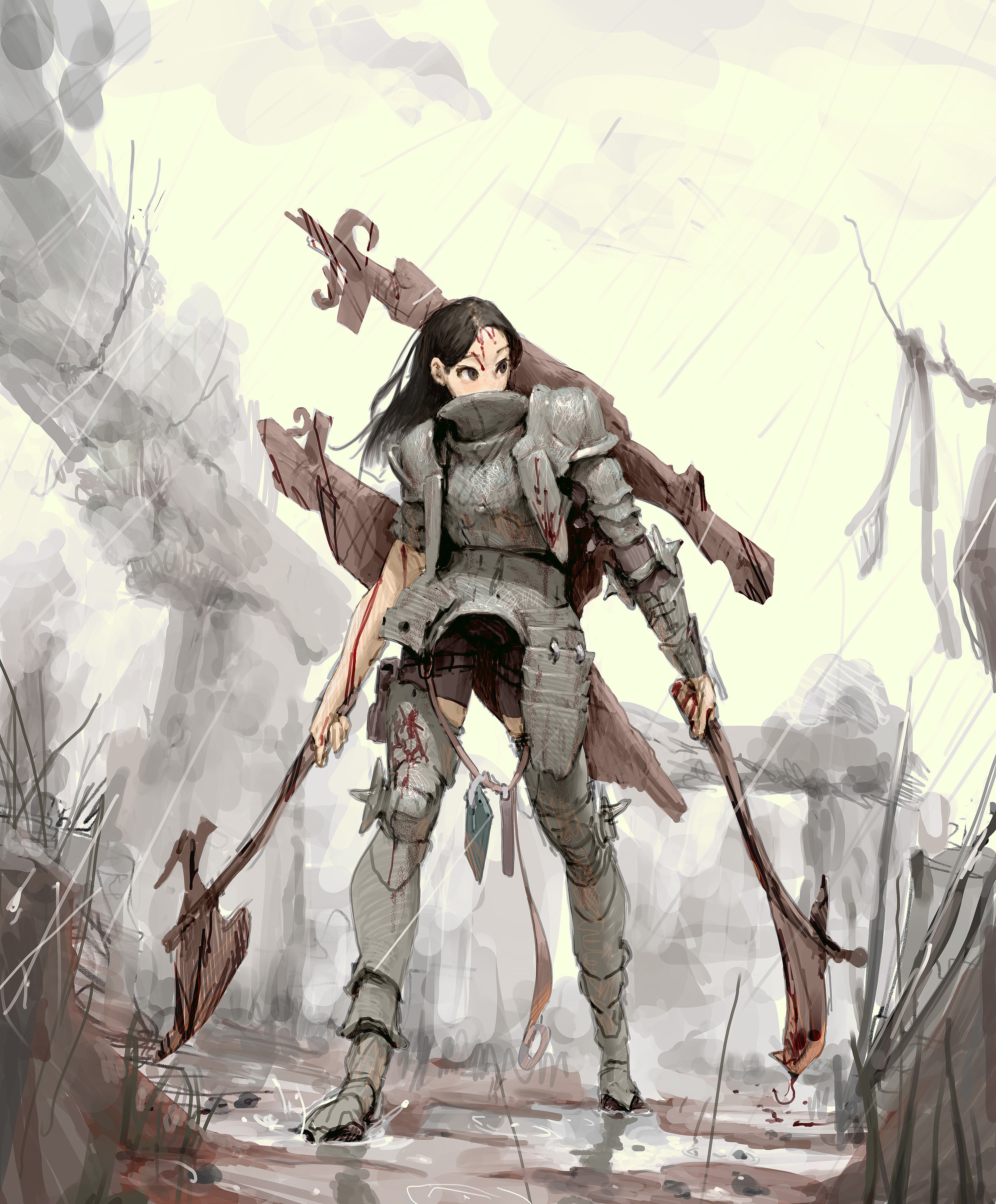 Fantasy girl warrior with axes HD Phone Wallpaper