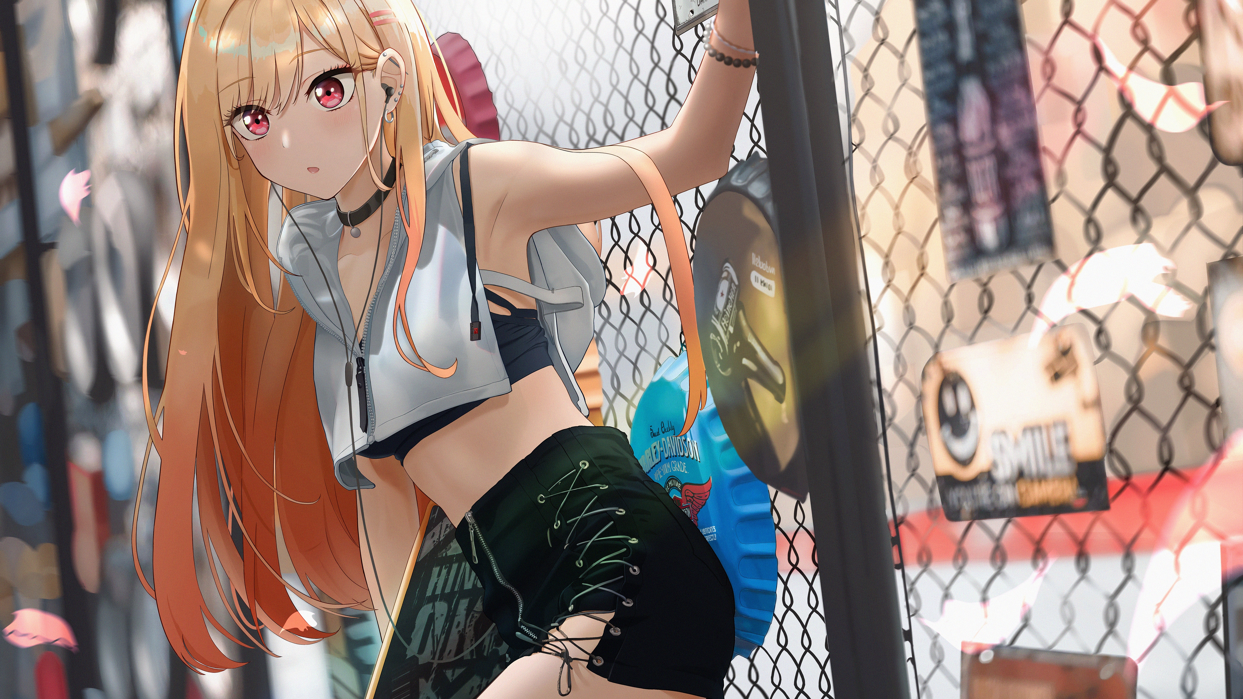 4K Kitagawa Marin with red eyes and blonde hair HD Wallpaper