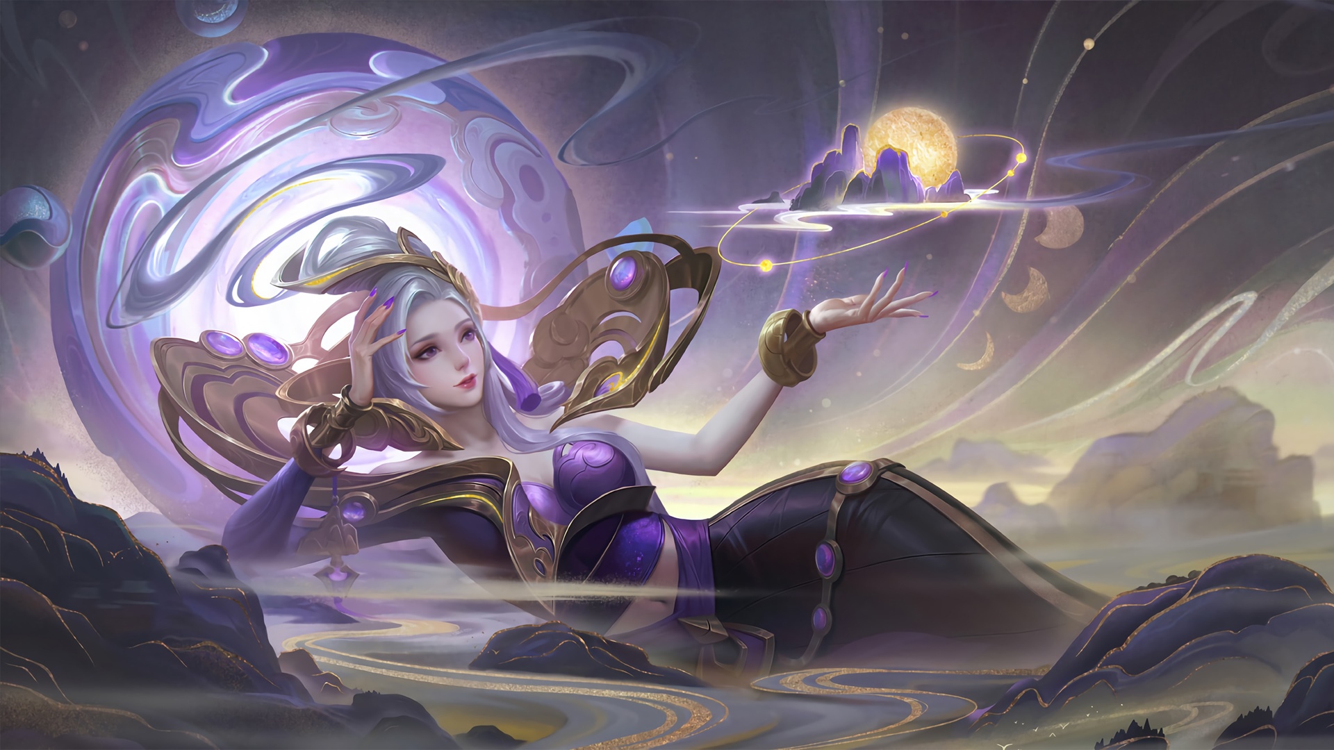 Honor of Kings anime game with silver hair HD Wallpaper