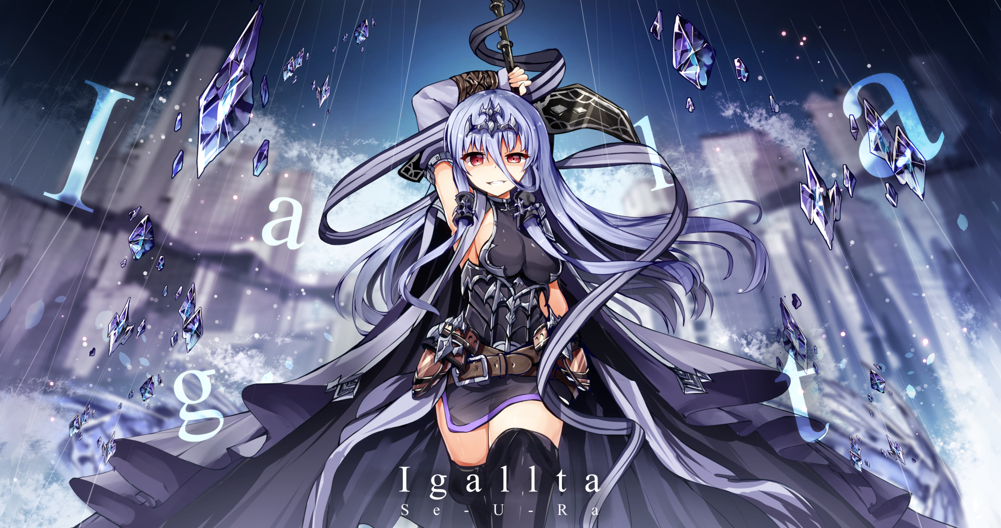Igallta anime girl with scythe and crystals HD Wallpaper