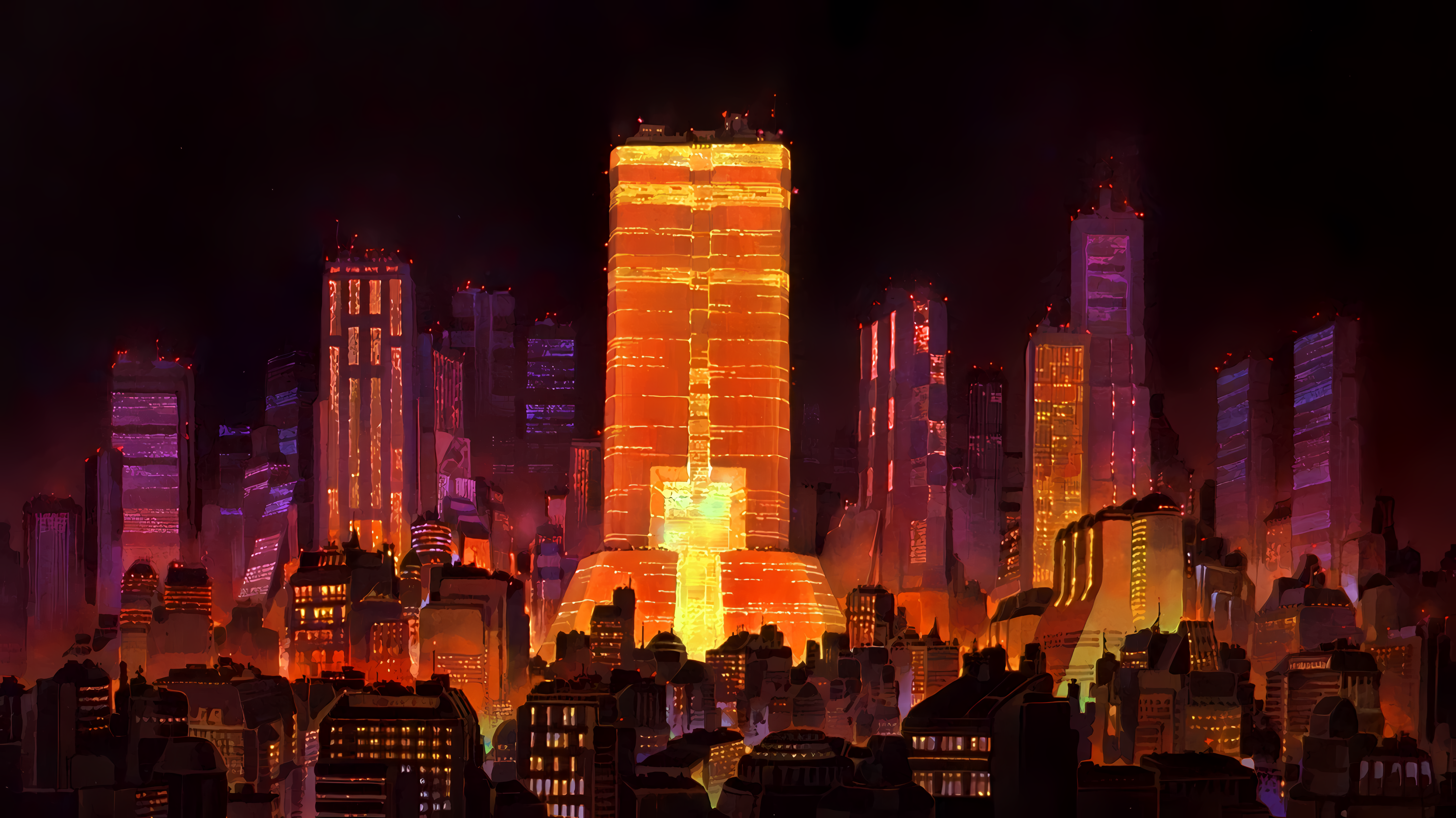 4K Akira city at night HD Wallpaper